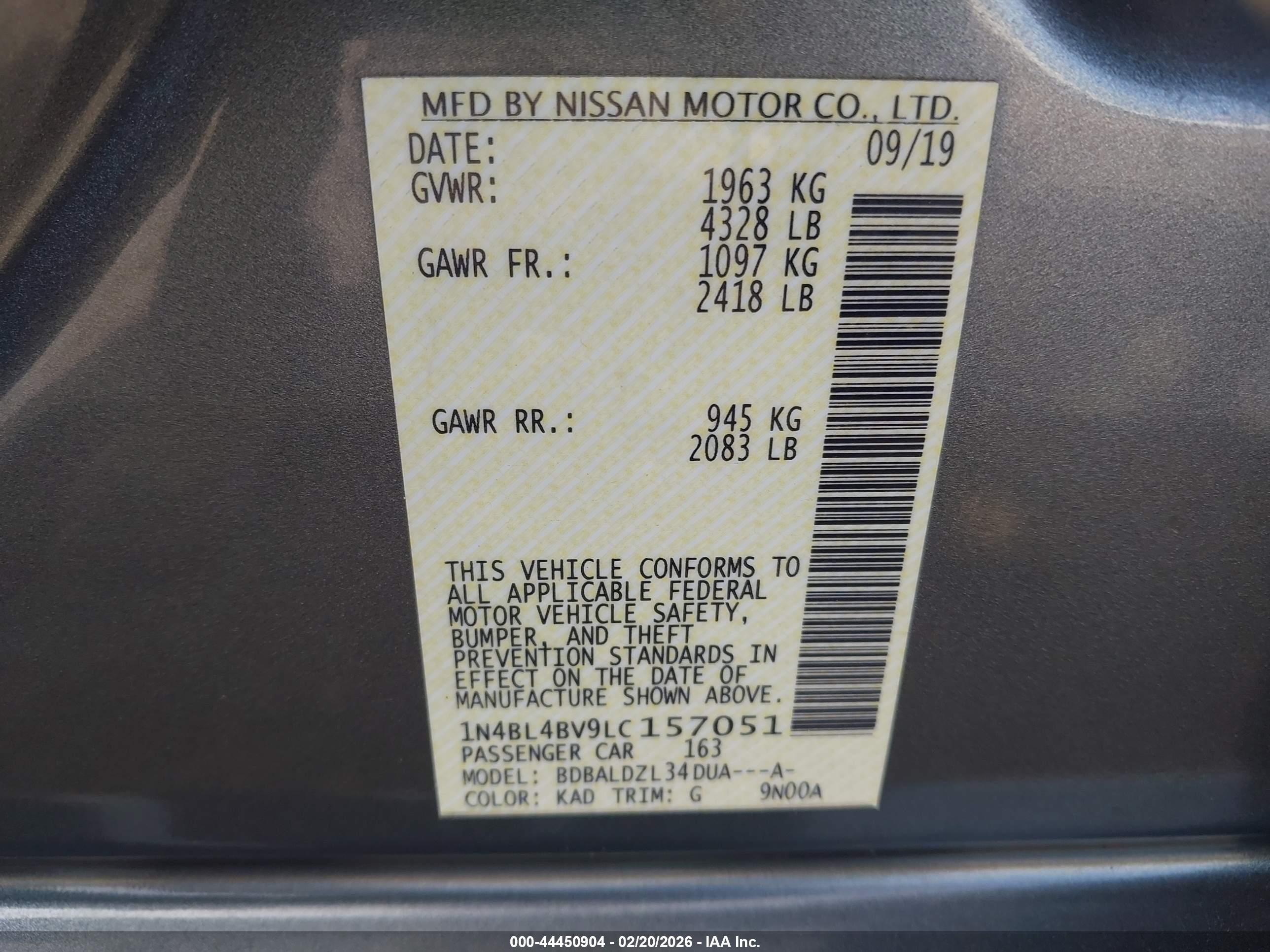 NISSAN ALTIMA image 9