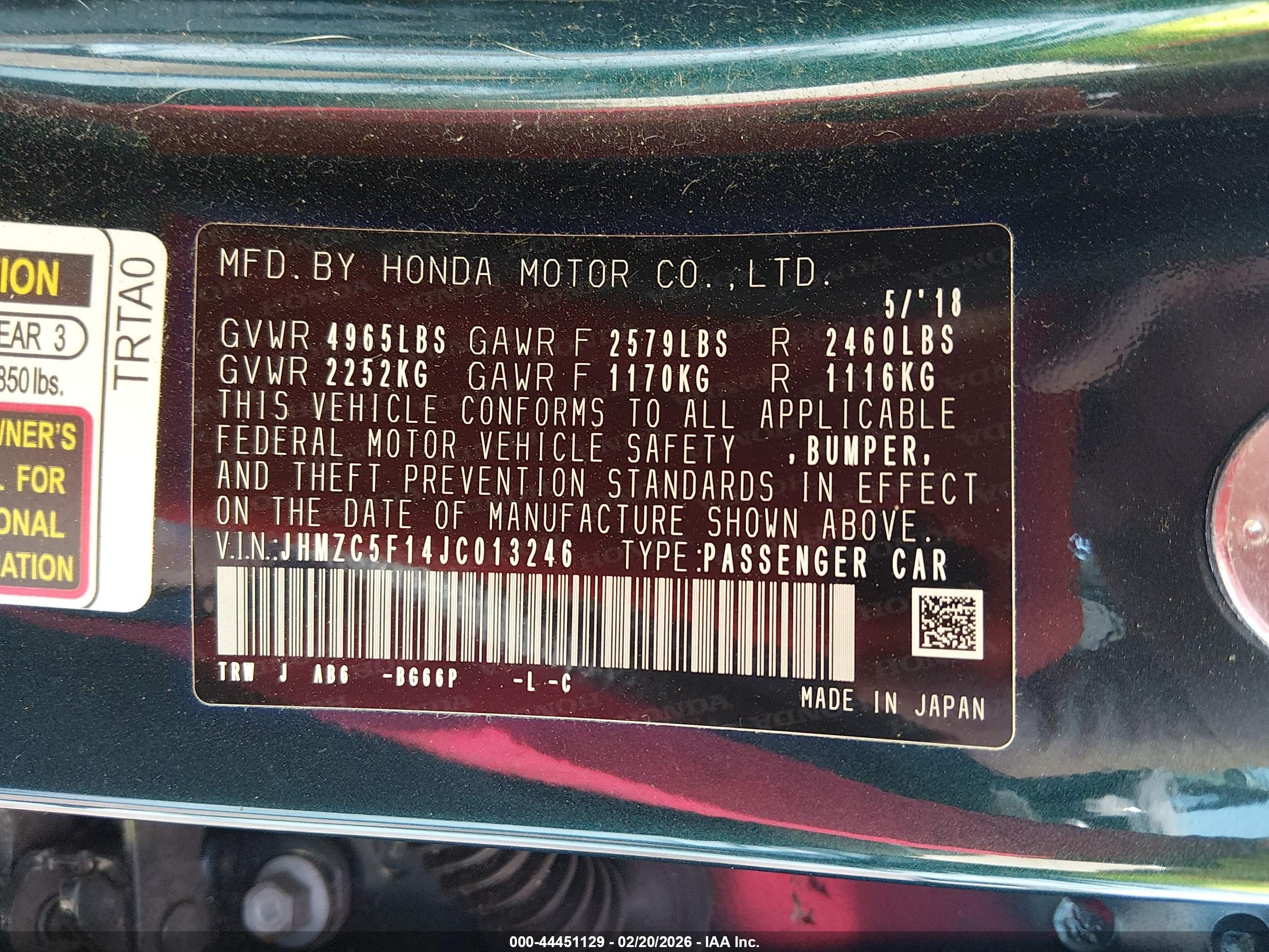 HONDA CLARITY image 9