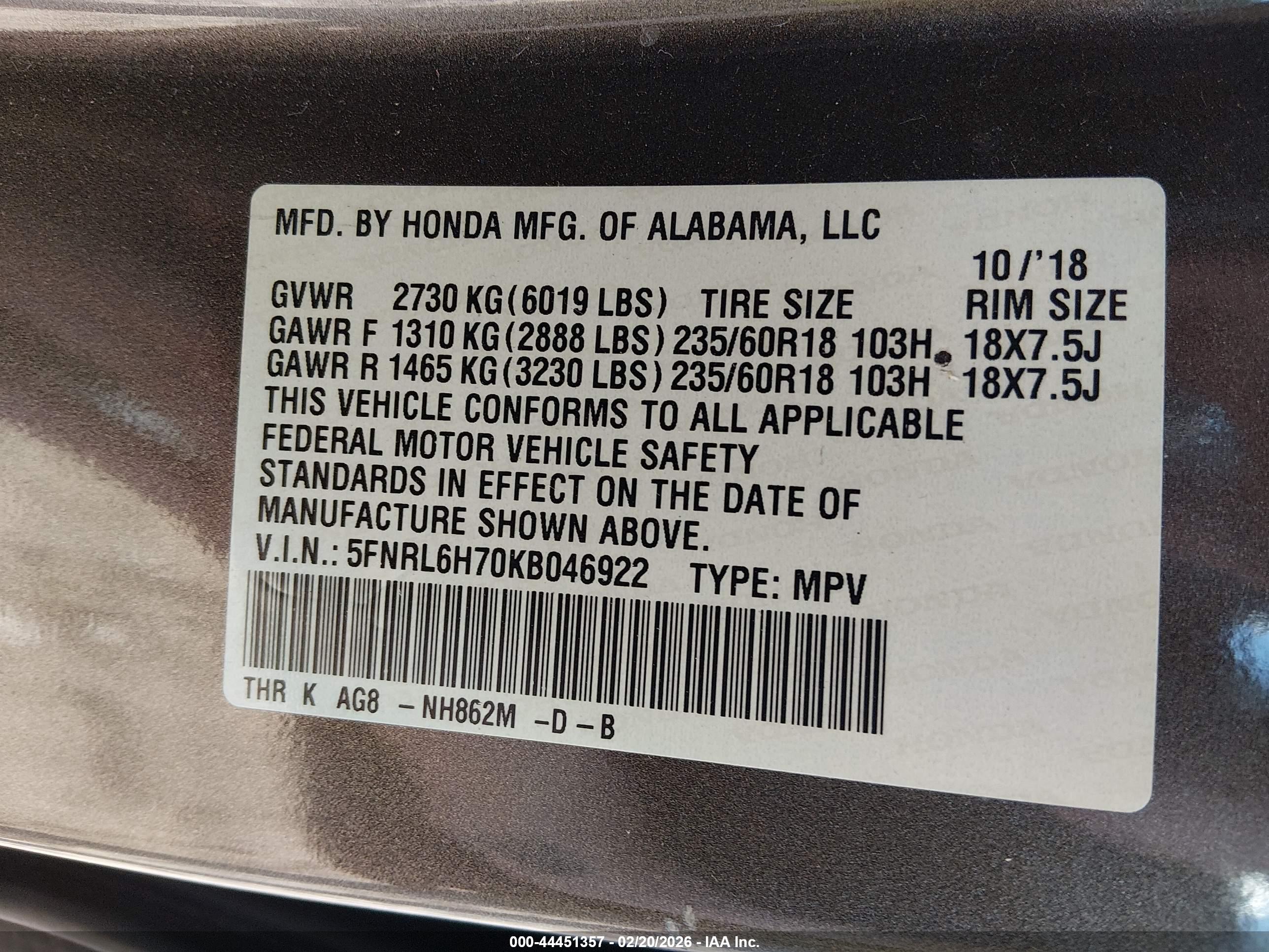 HONDA ODYSSEY image 9