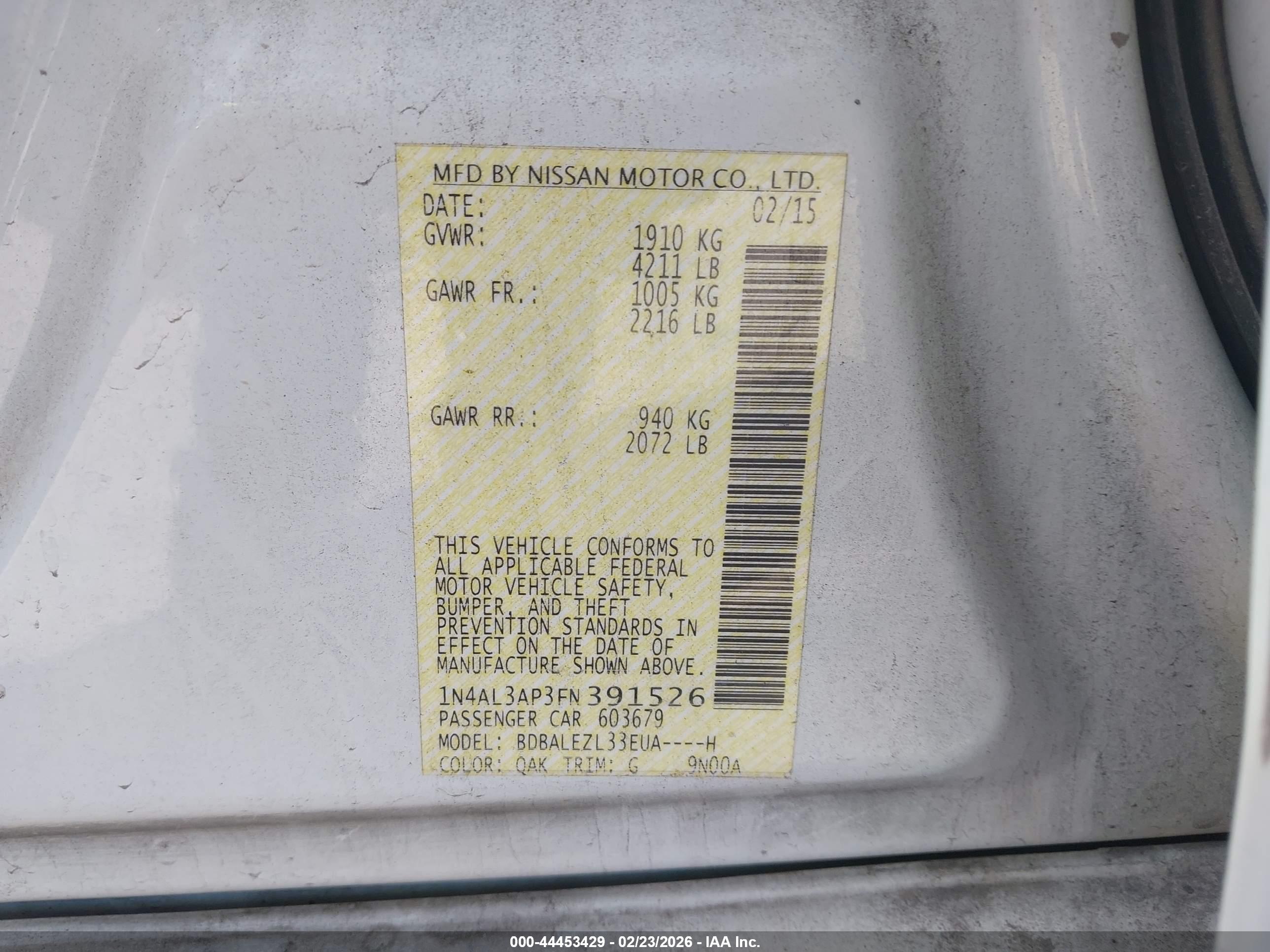 NISSAN ALTIMA image 9