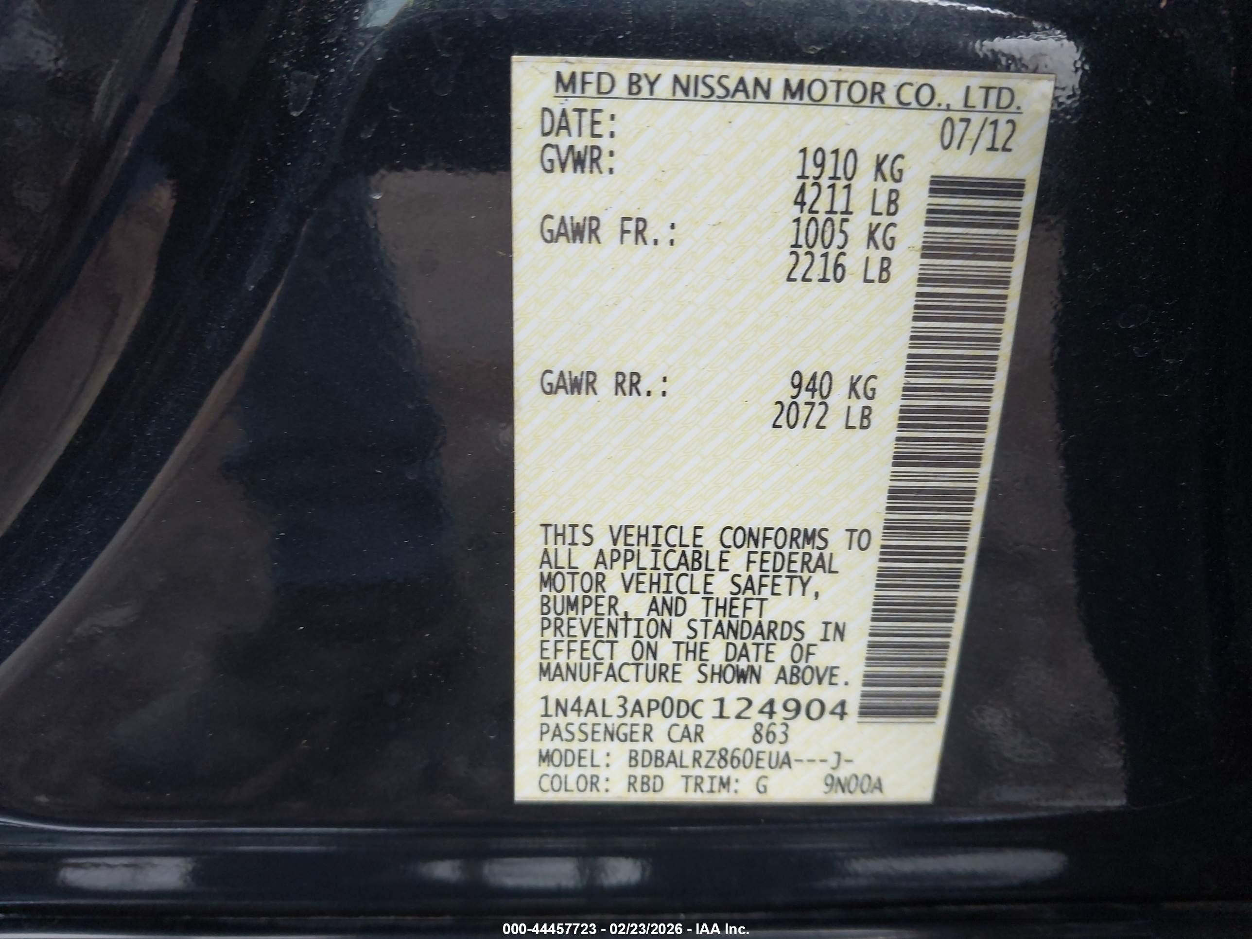 NISSAN ALTIMA image 9