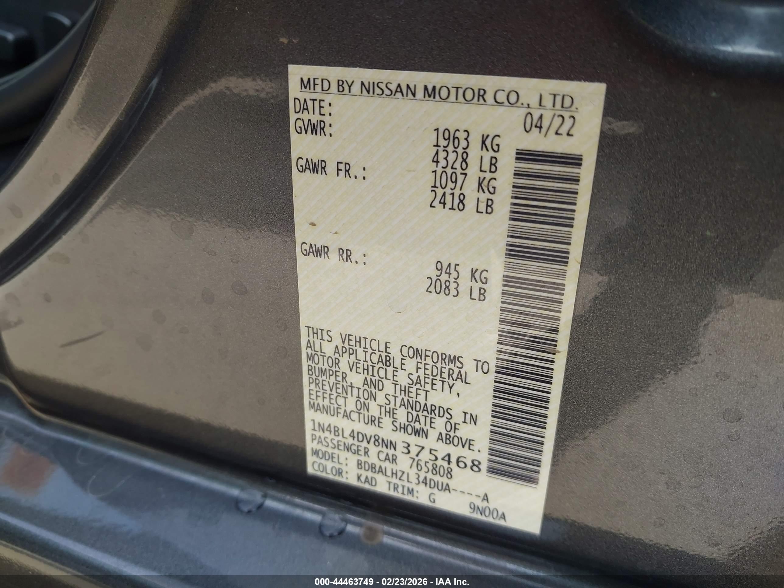 NISSAN ALTIMA image 9