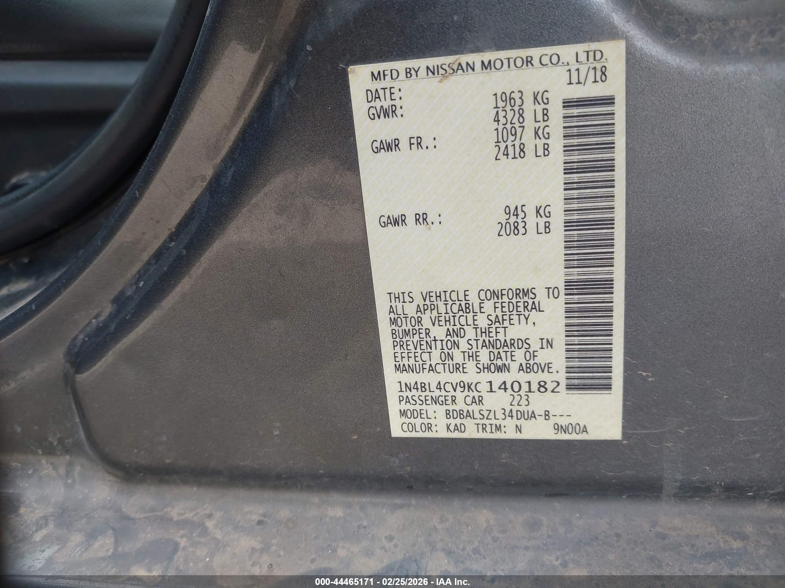 NISSAN ALTIMA image 9