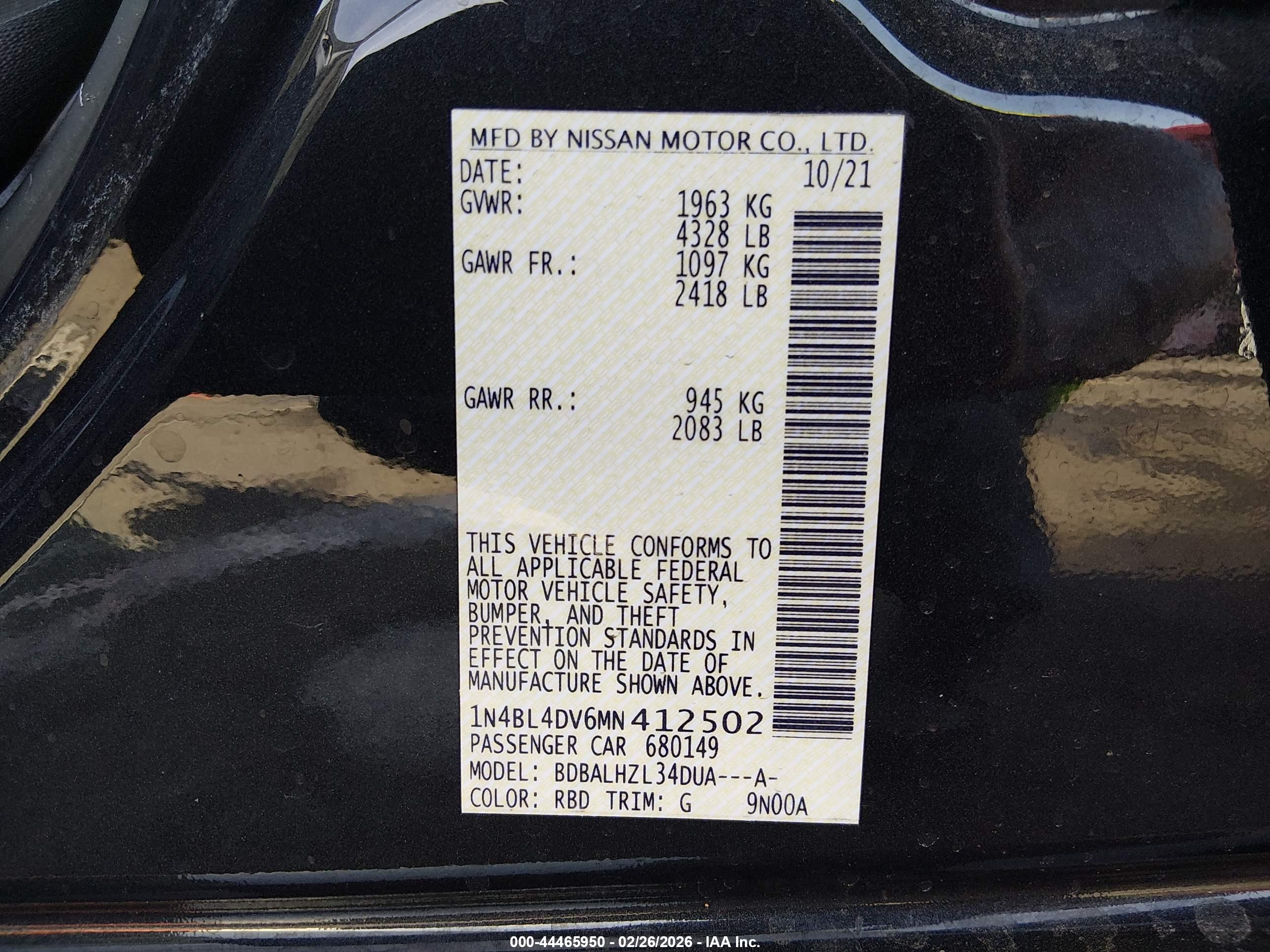 NISSAN ALTIMA image 9