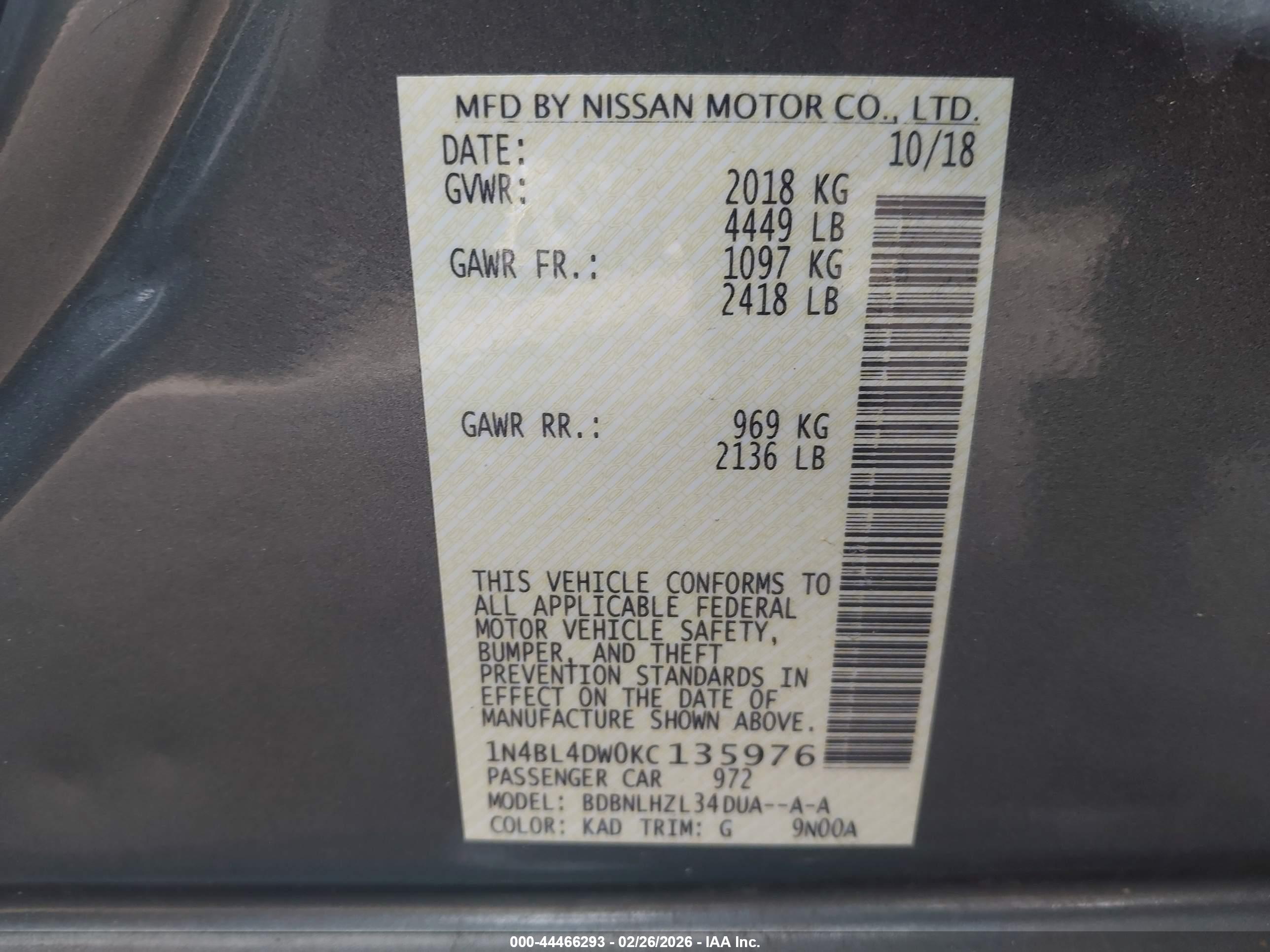 NISSAN ALTIMA image 9