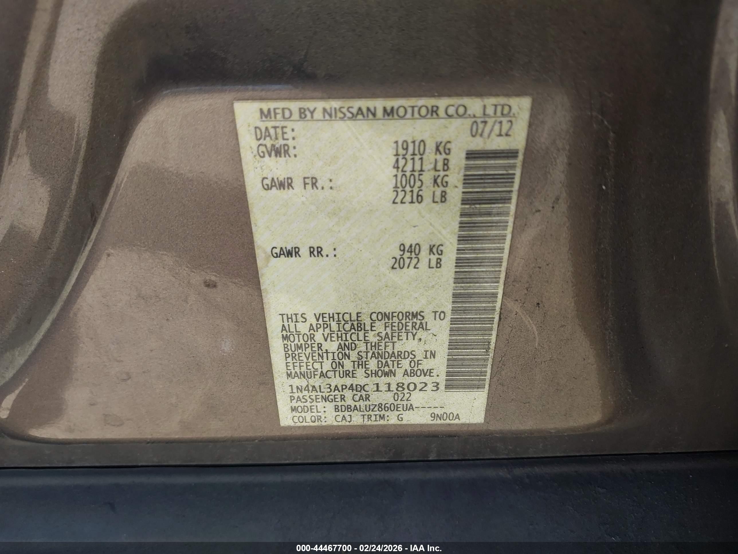 NISSAN ALTIMA image 9