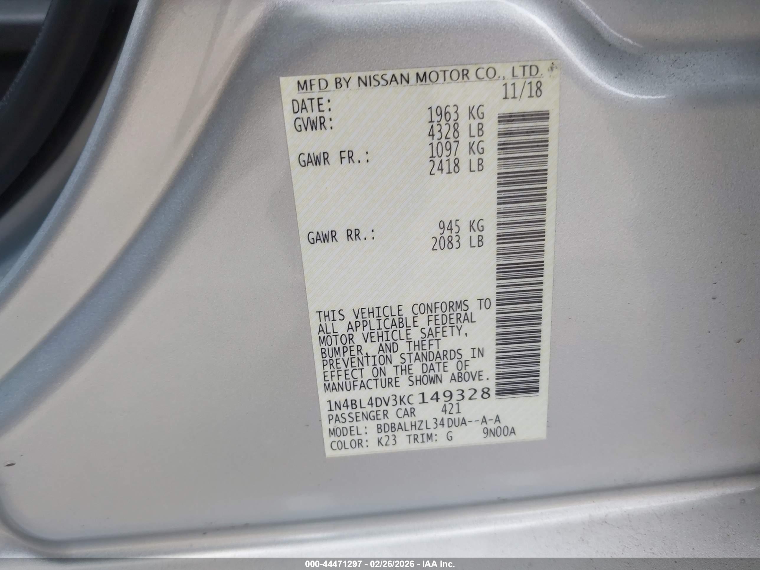 NISSAN ALTIMA image 9
