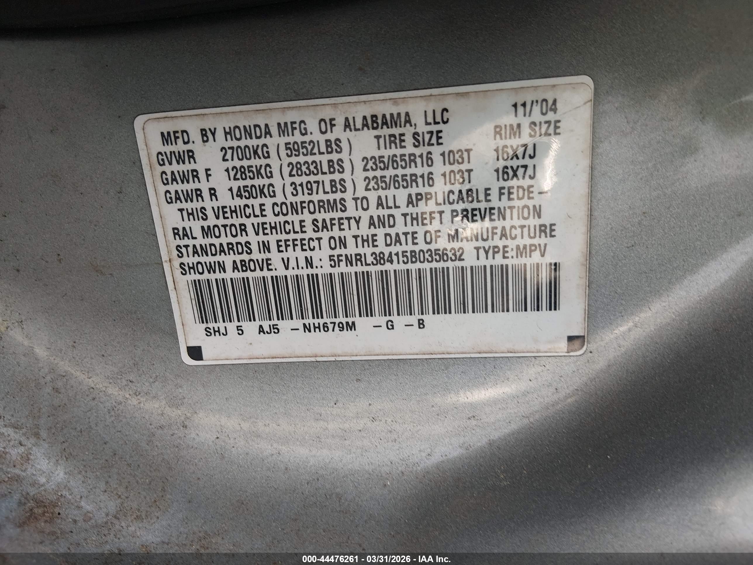 HONDA ODYSSEY image 9