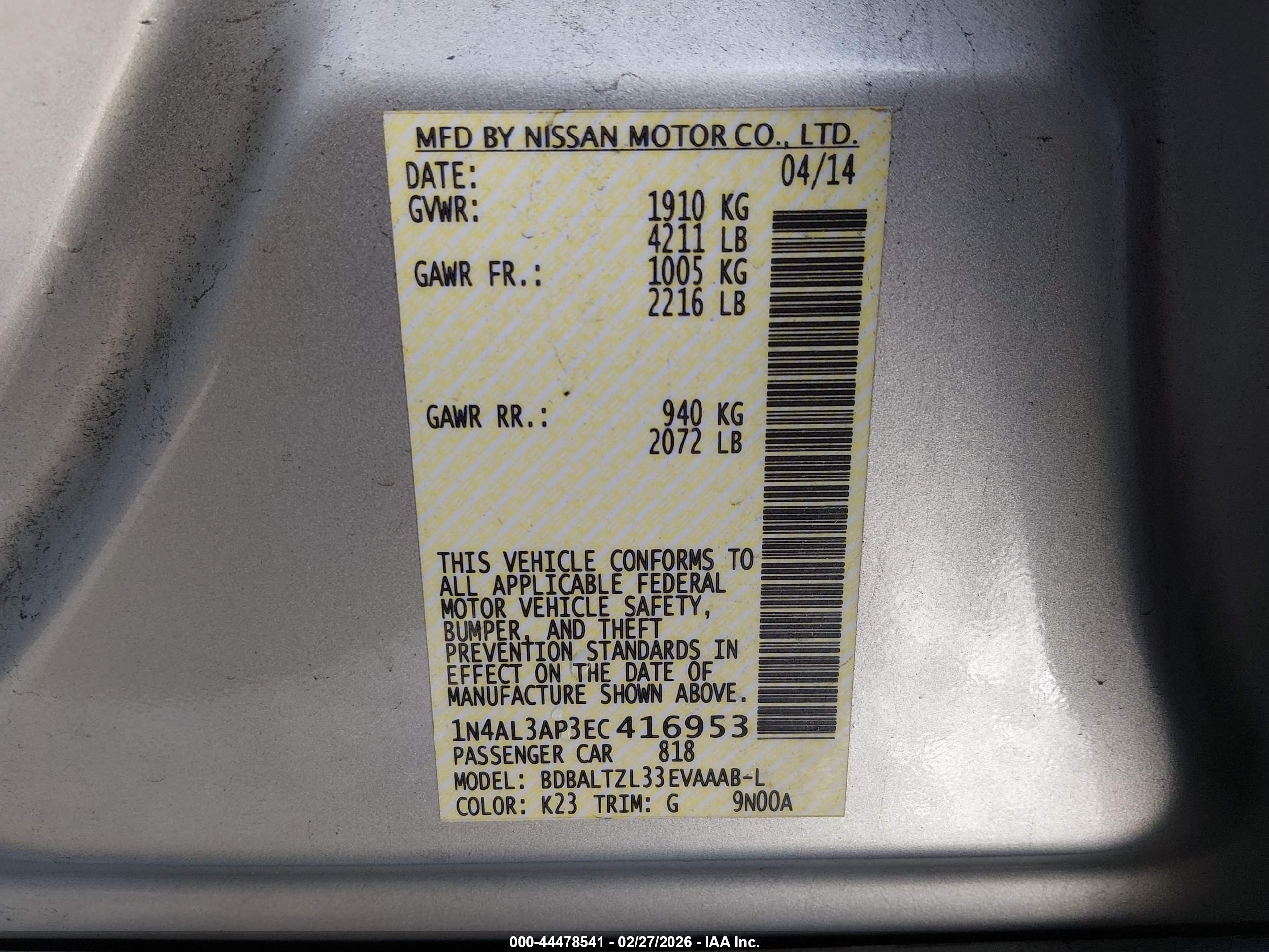 NISSAN ALTIMA image 9