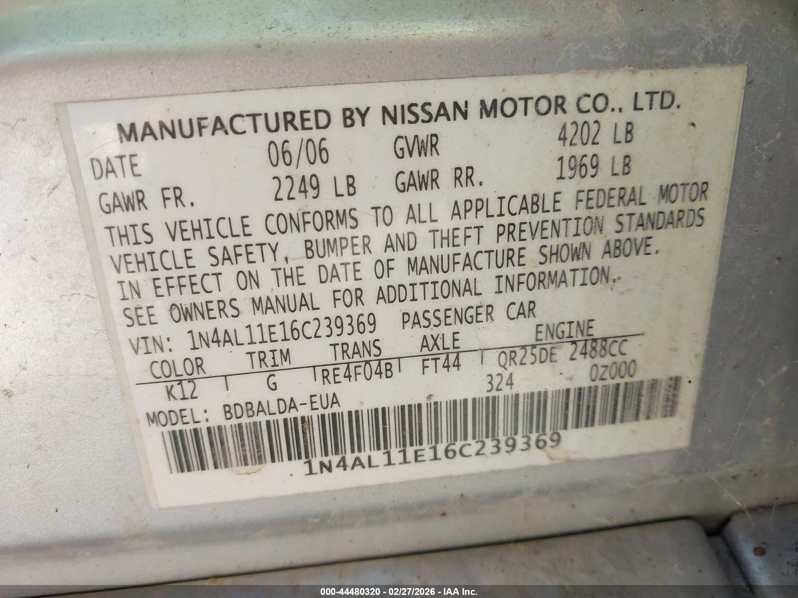 NISSAN ALTIMA image 9