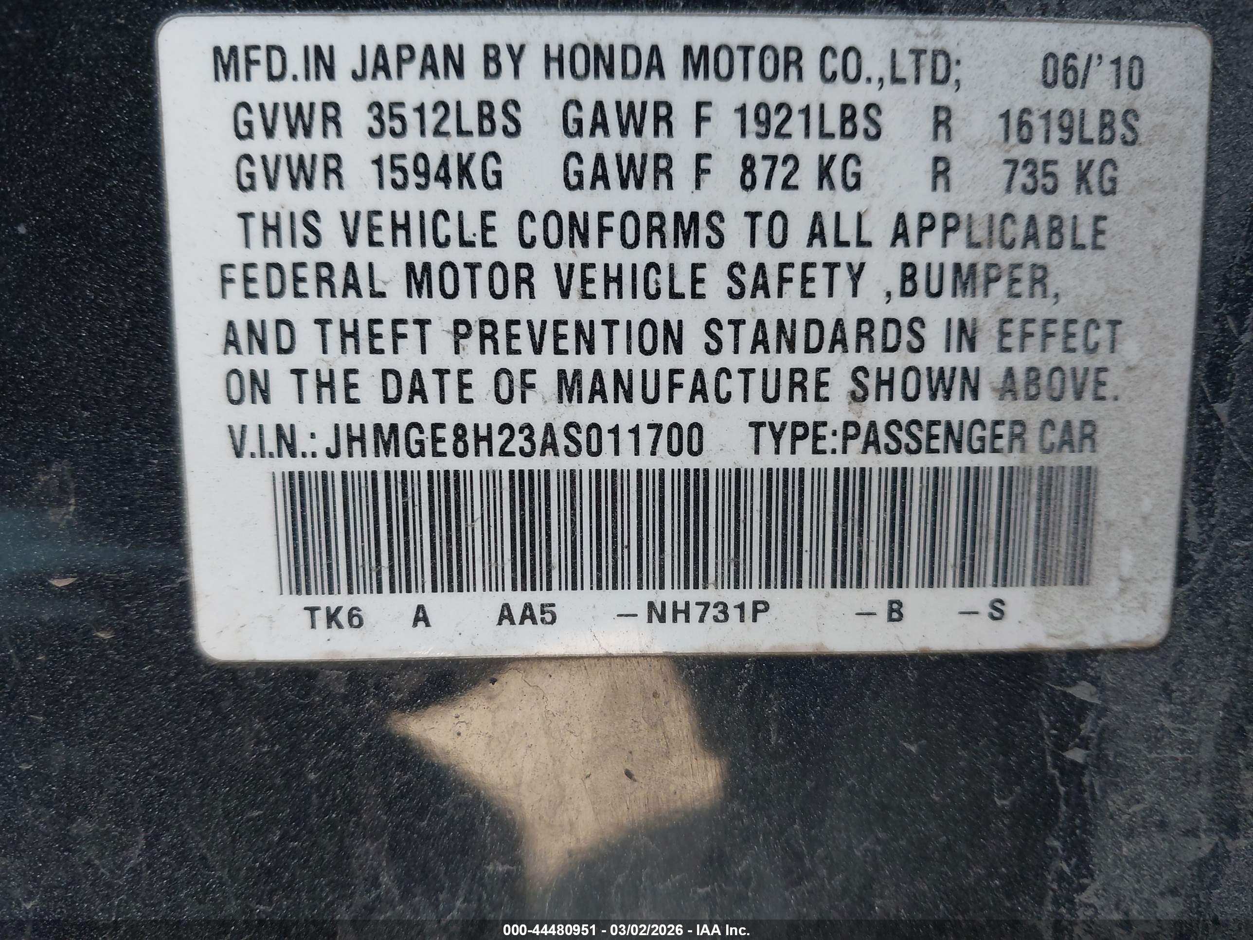 HONDA FIT image 9