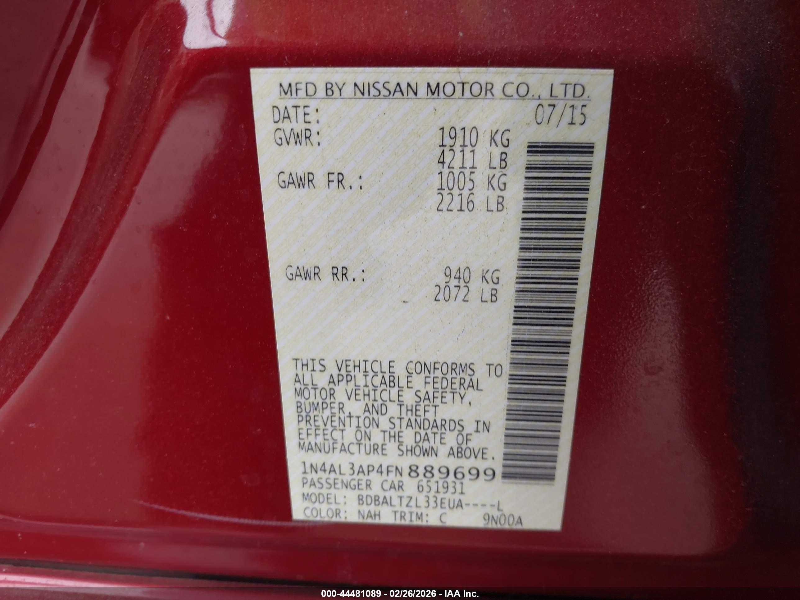 NISSAN ALTIMA image 9