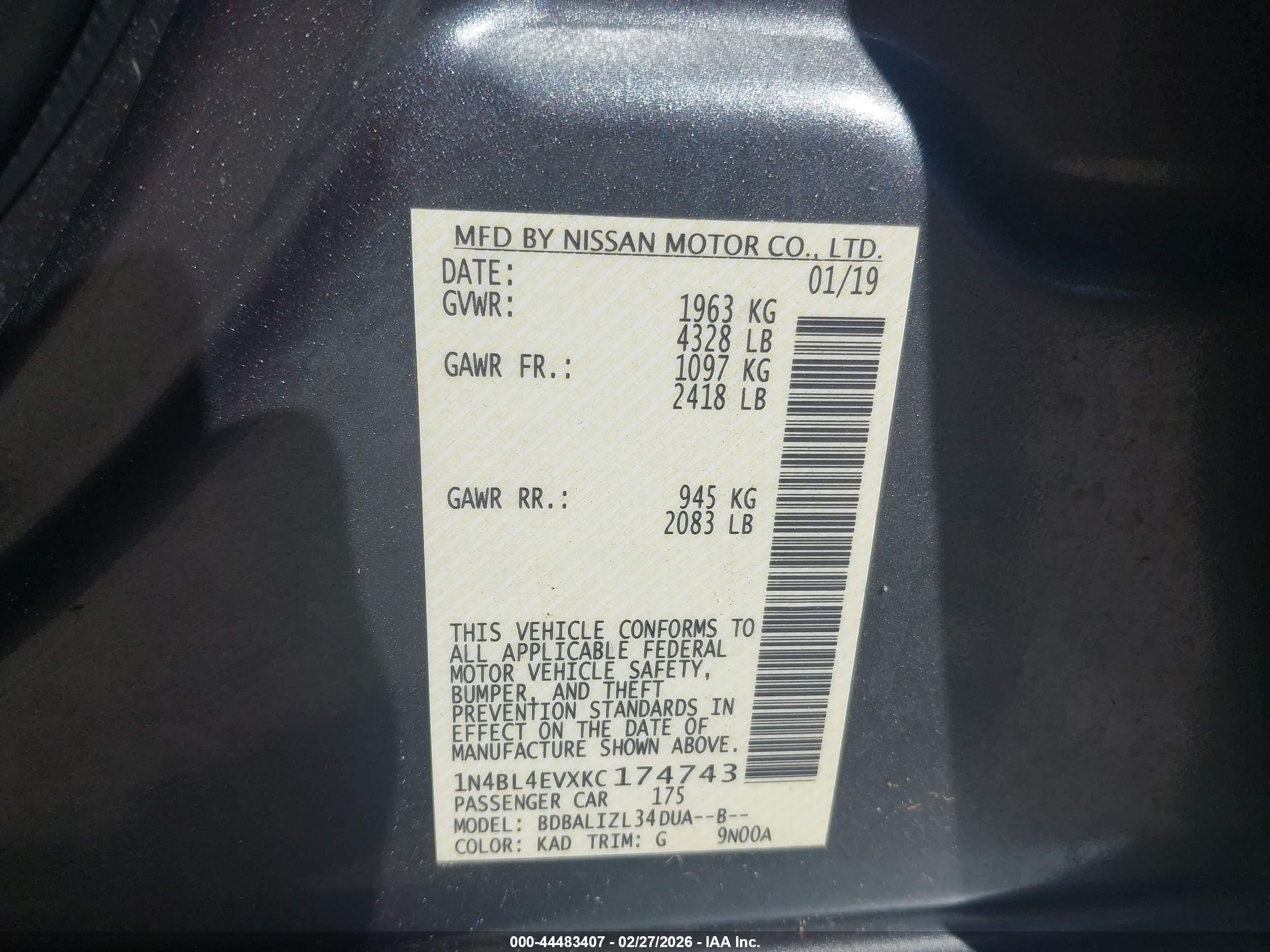 NISSAN ALTIMA image 9