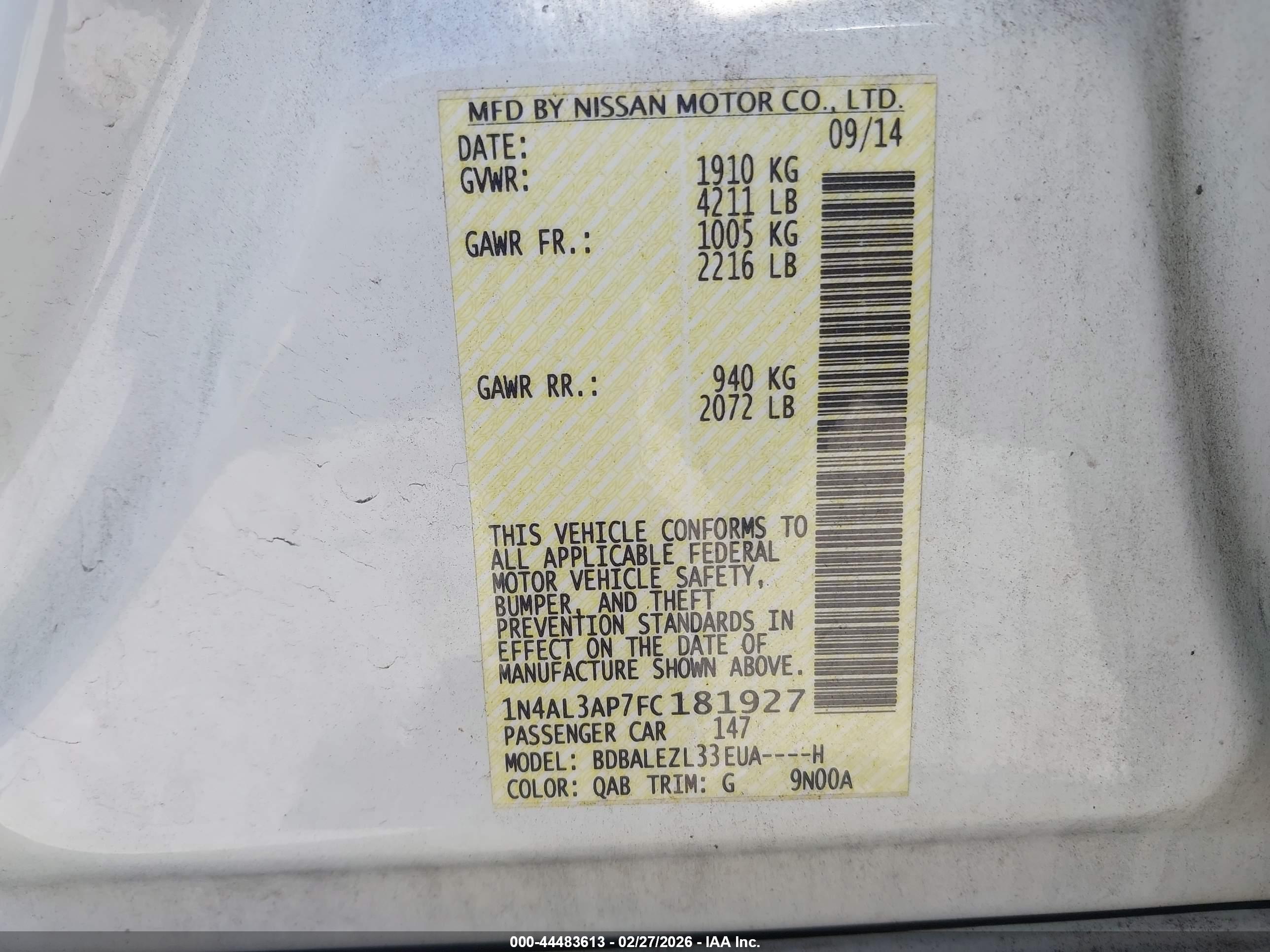 NISSAN ALTIMA image 9