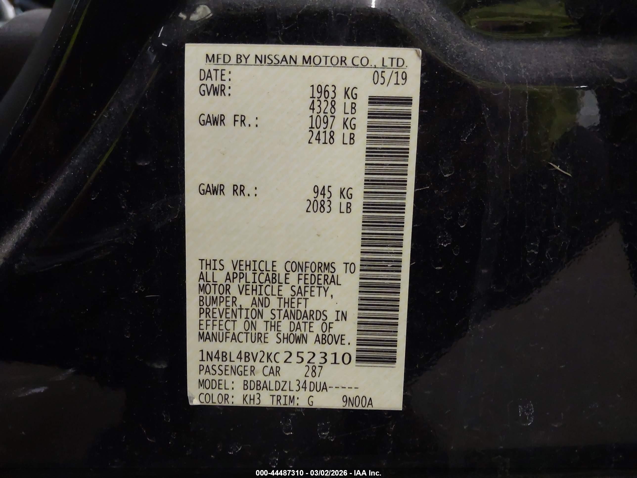 NISSAN ALTIMA image 9