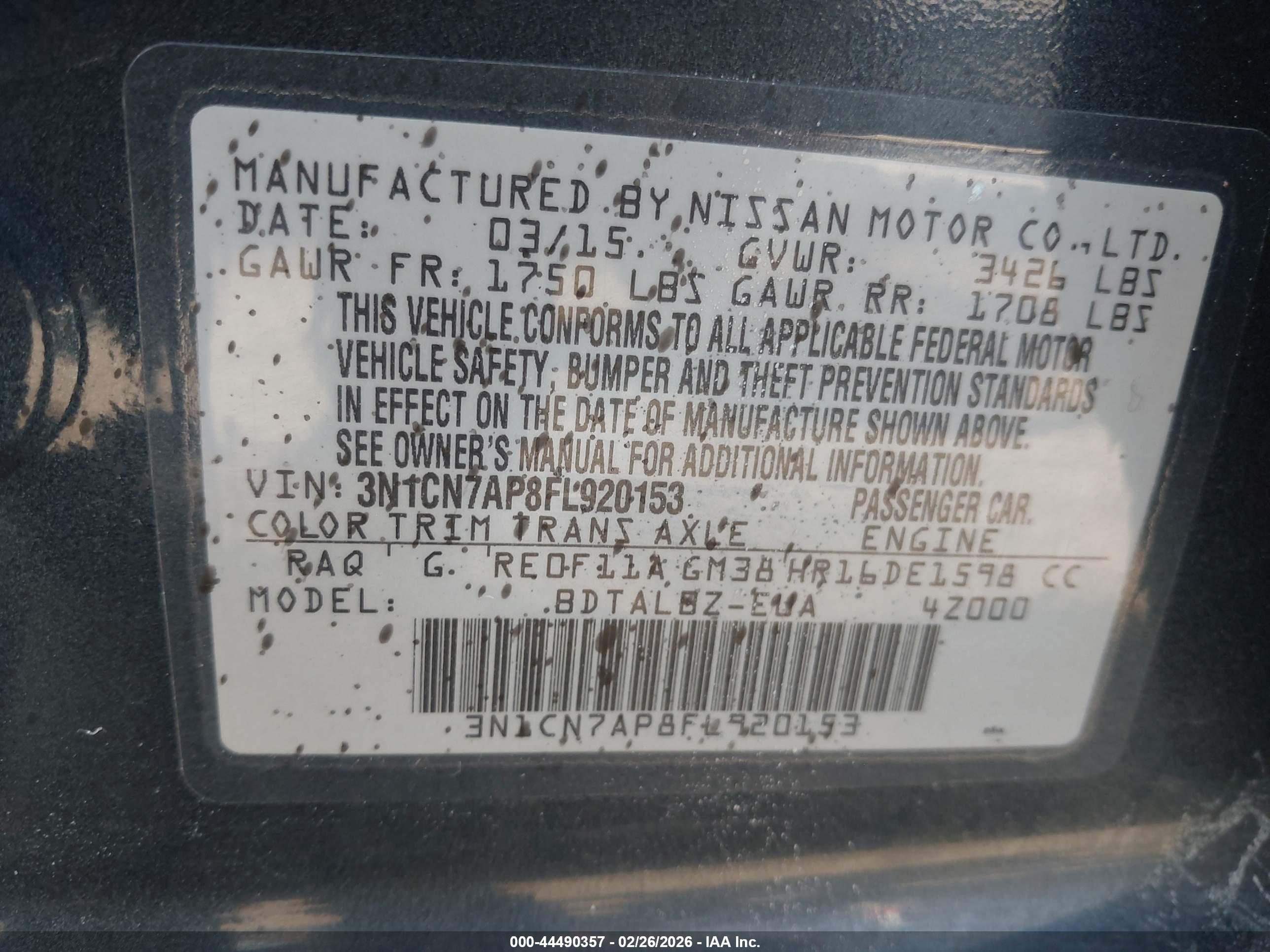 NISSAN VERSA image 9