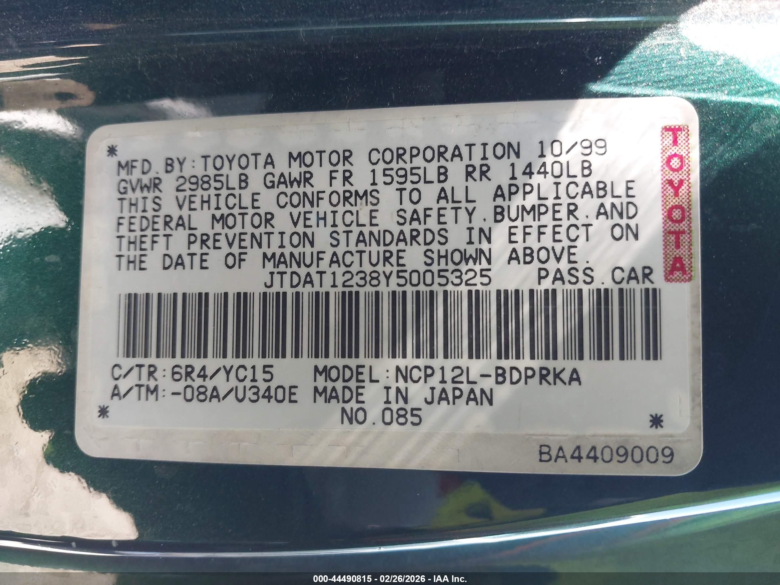 TOYOTA ECHO image 9