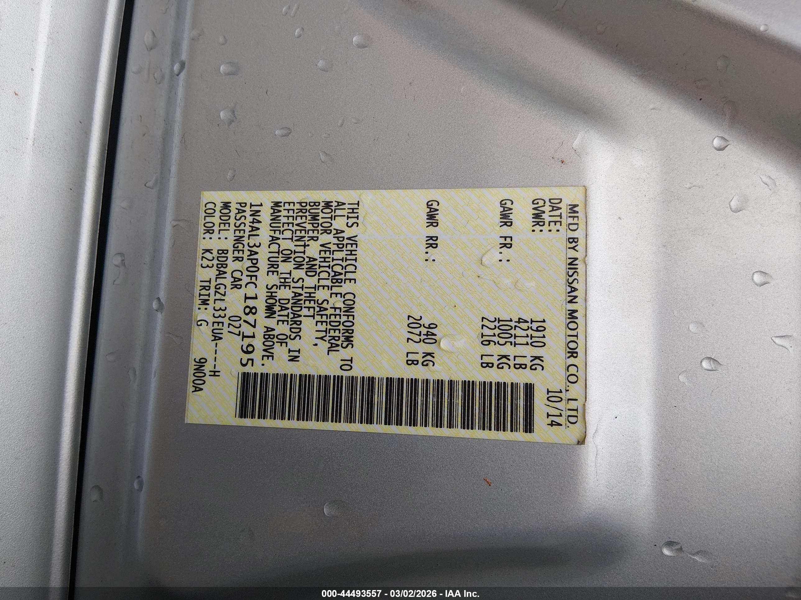 NISSAN ALTIMA image 9