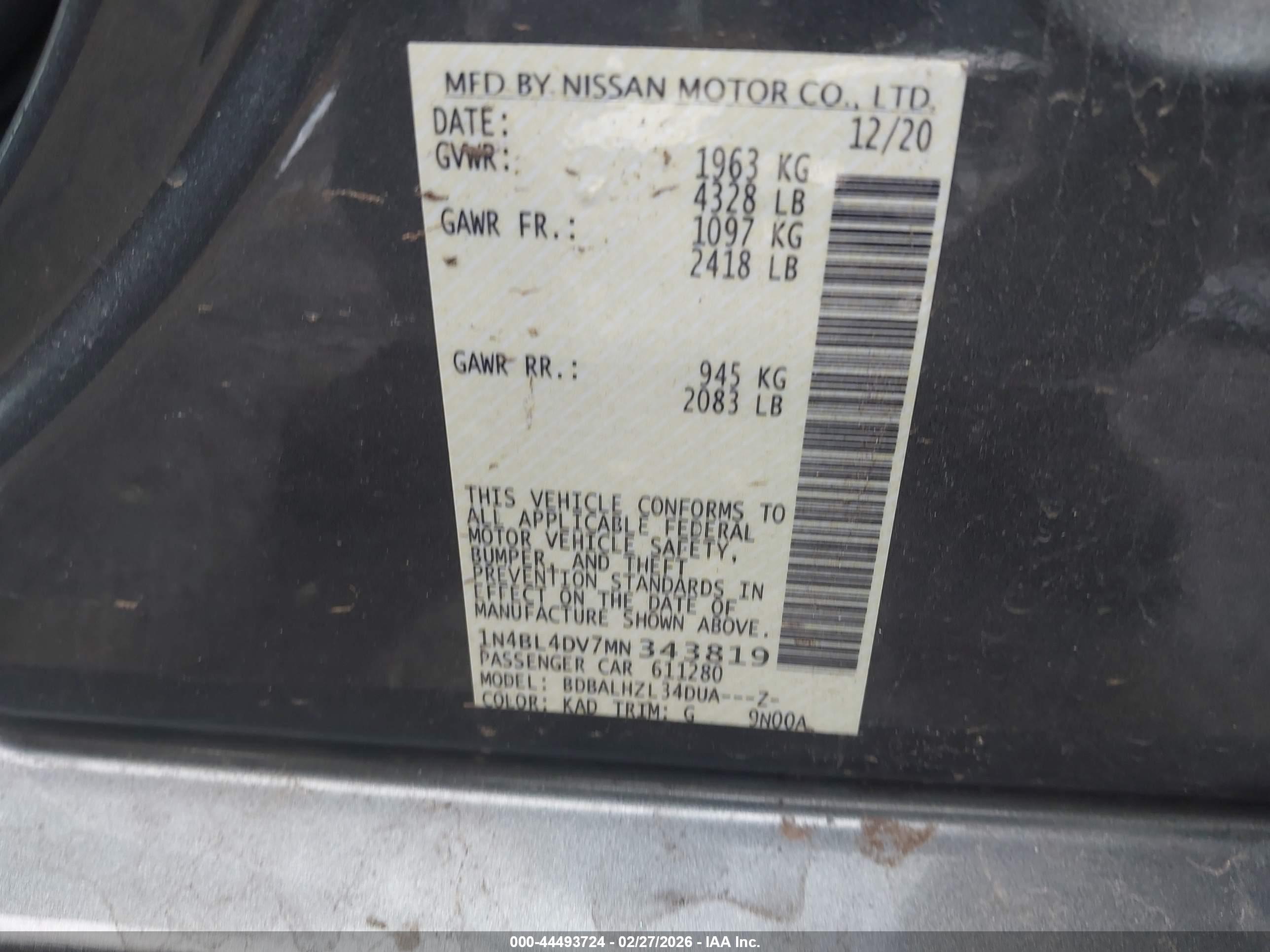 NISSAN ALTIMA image 9