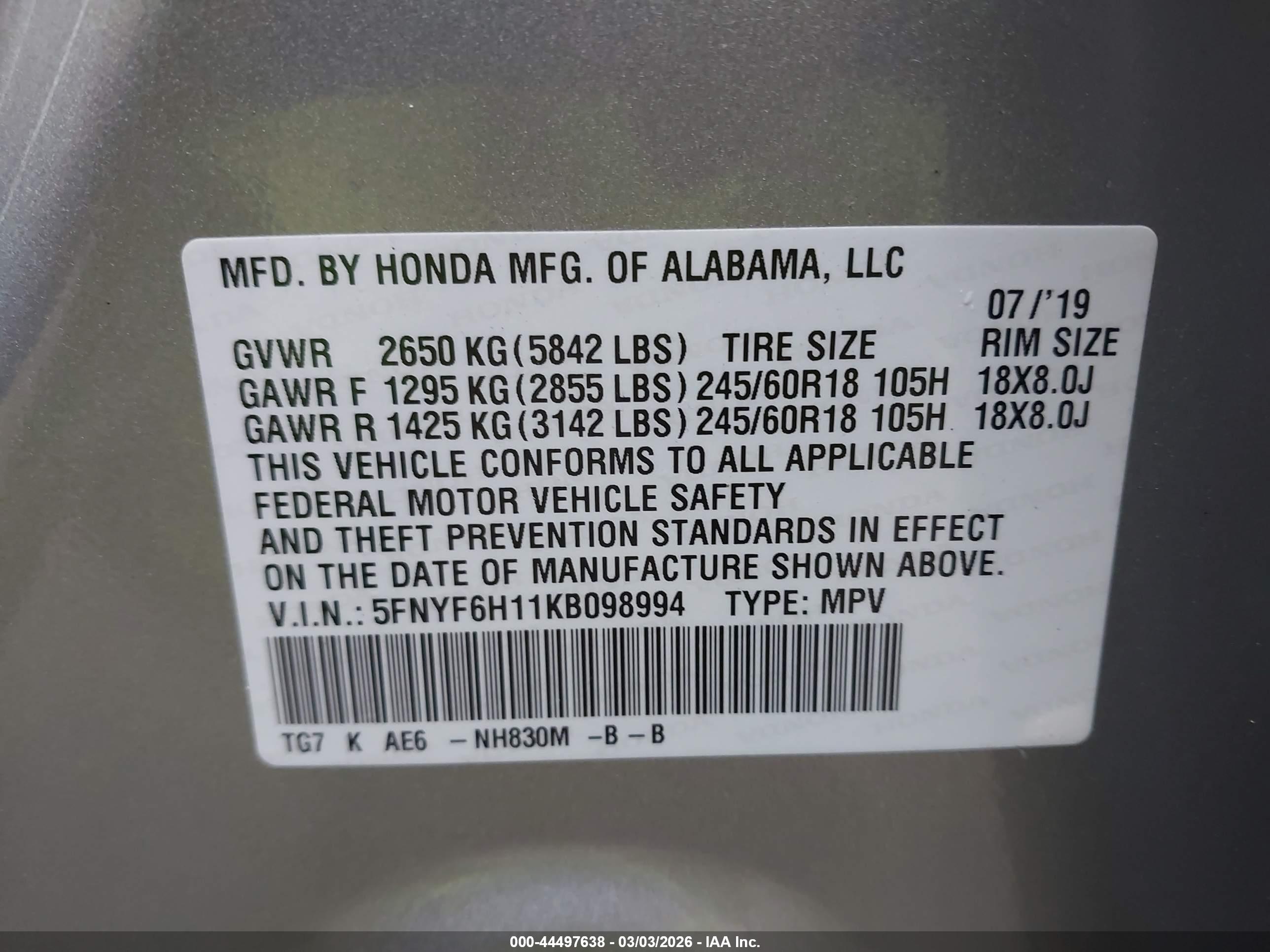 HONDA PILOT image 9