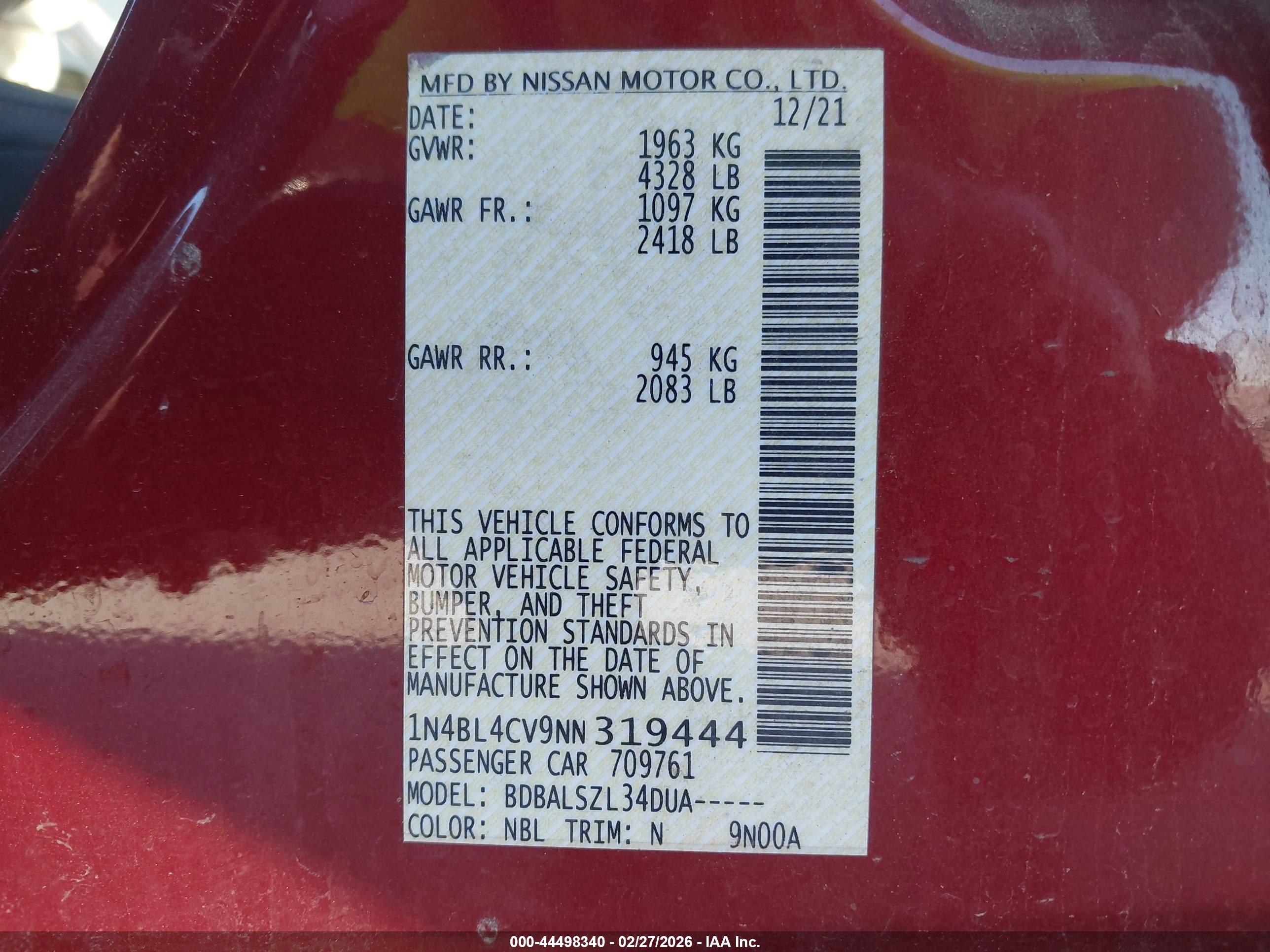 NISSAN ALTIMA image 9