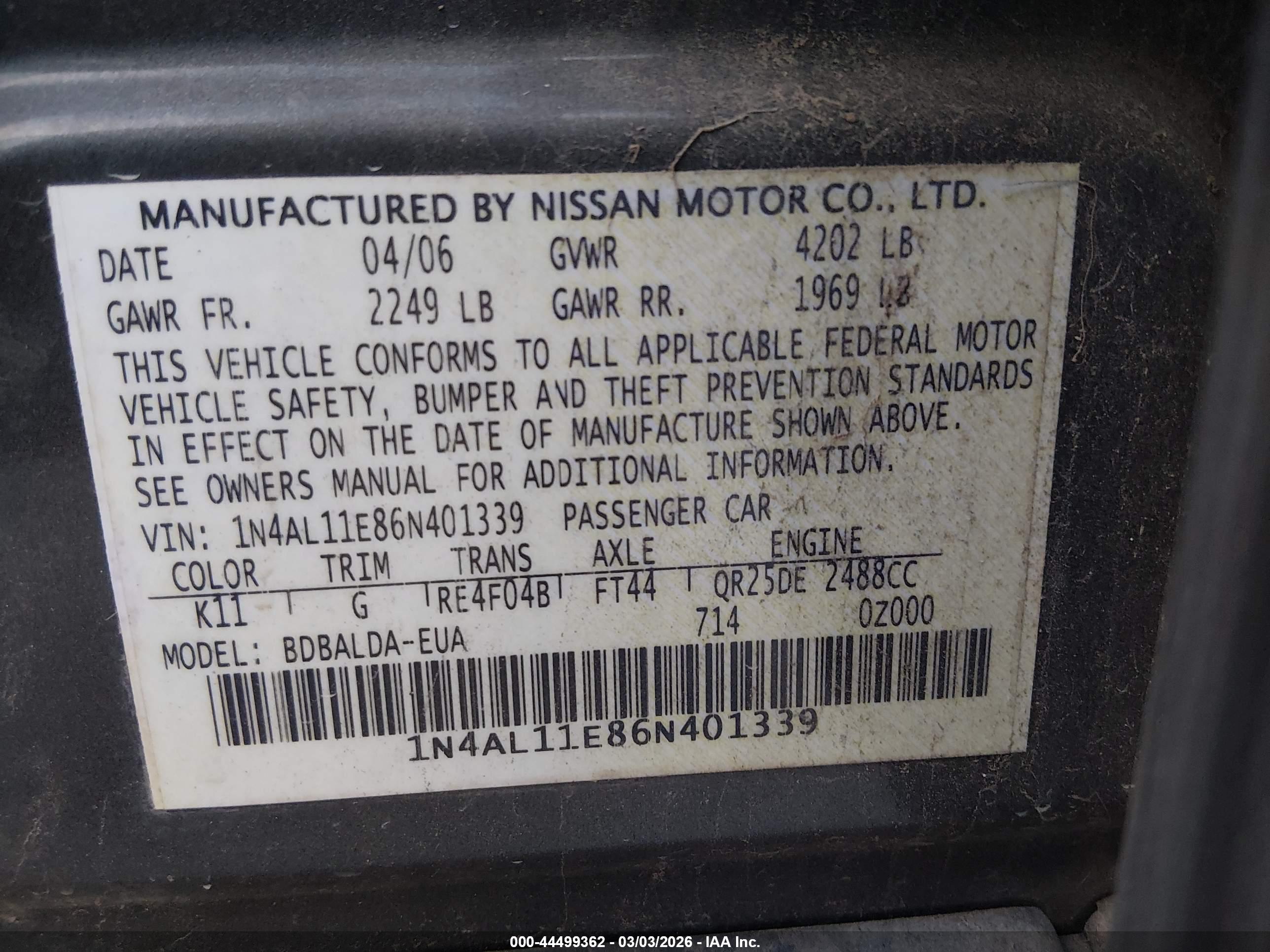 NISSAN ALTIMA image 9