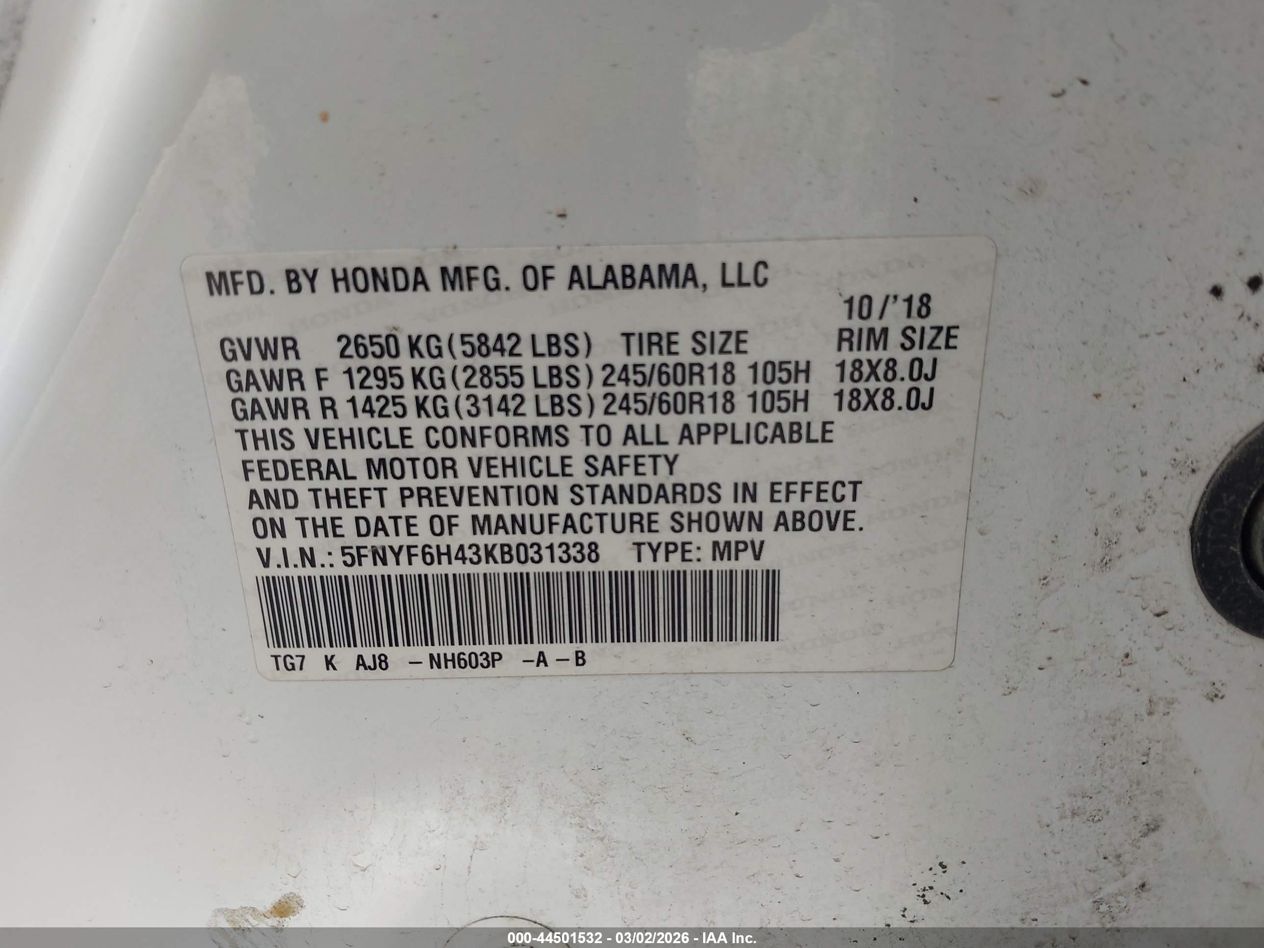 HONDA PILOT image 9