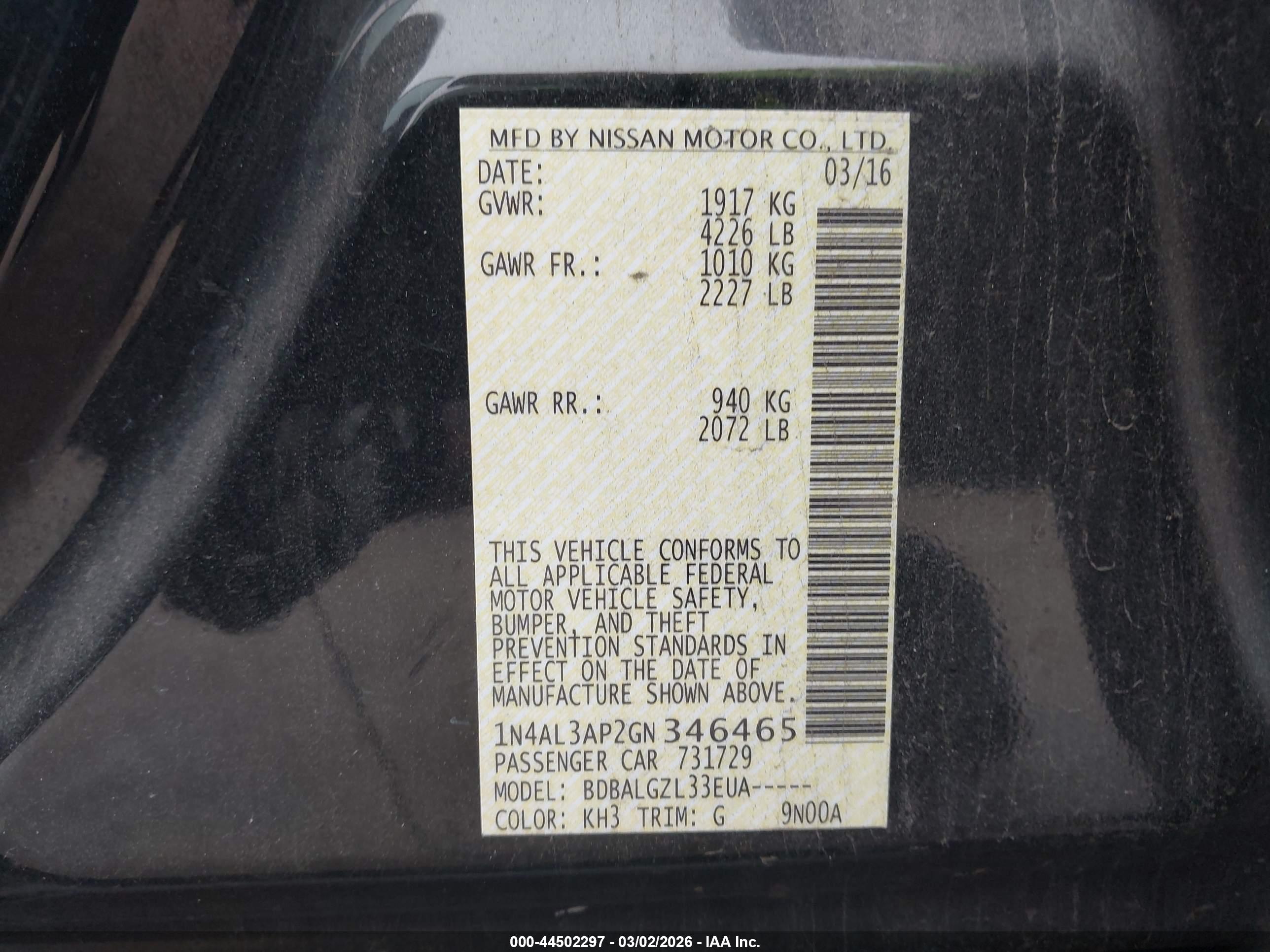 NISSAN ALTIMA image 9