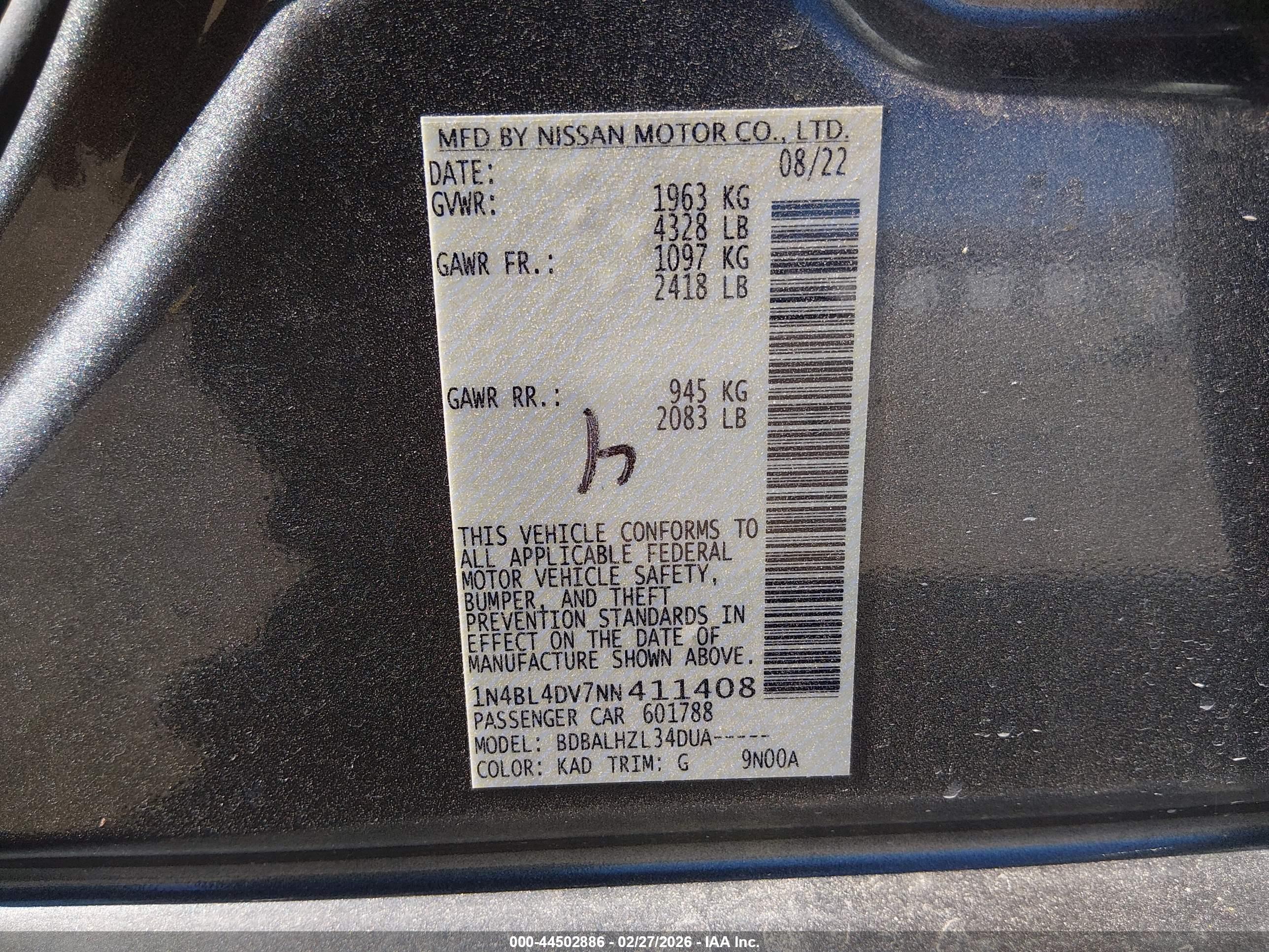NISSAN ALTIMA image 9
