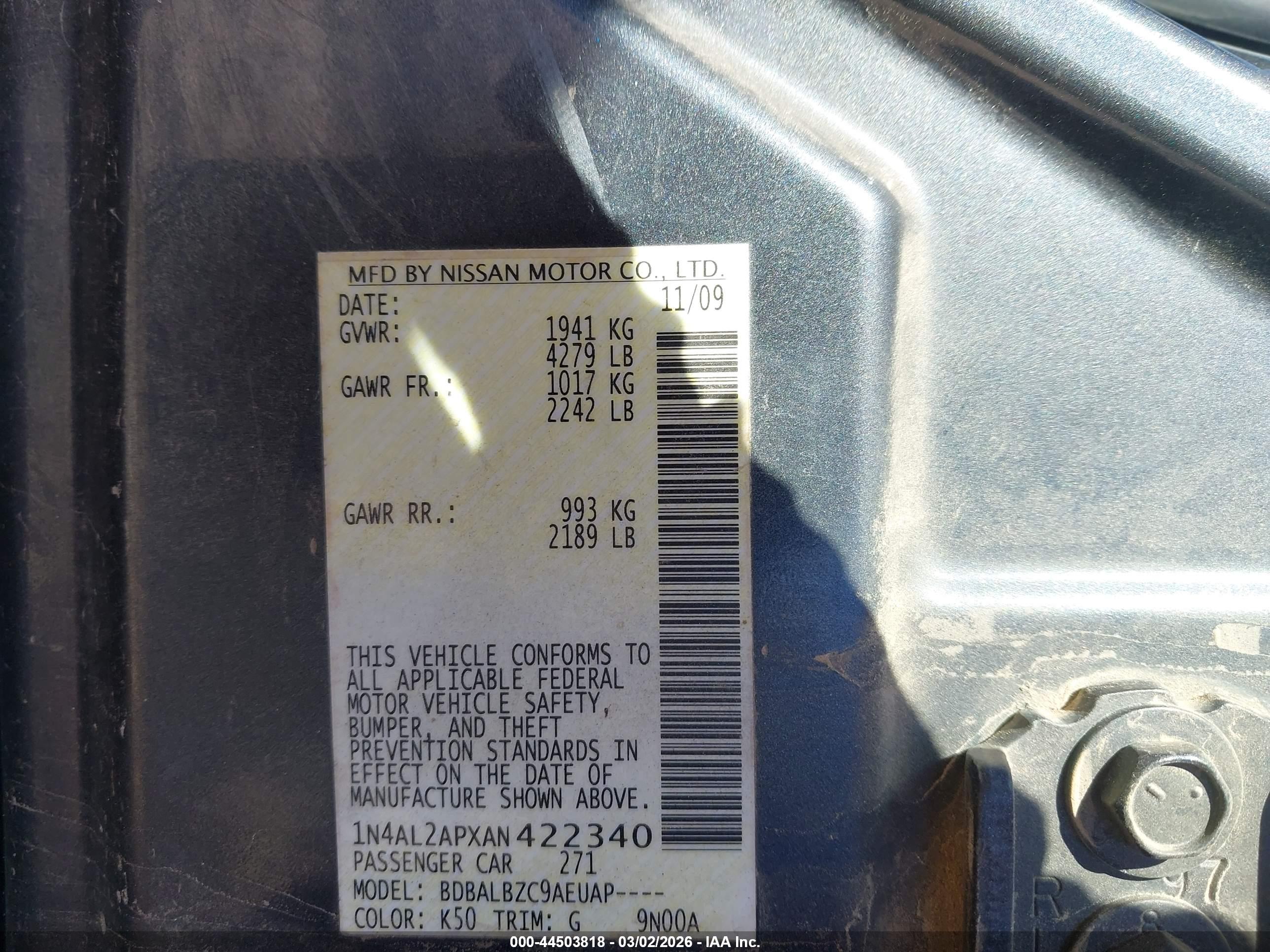 NISSAN ALTIMA image 9