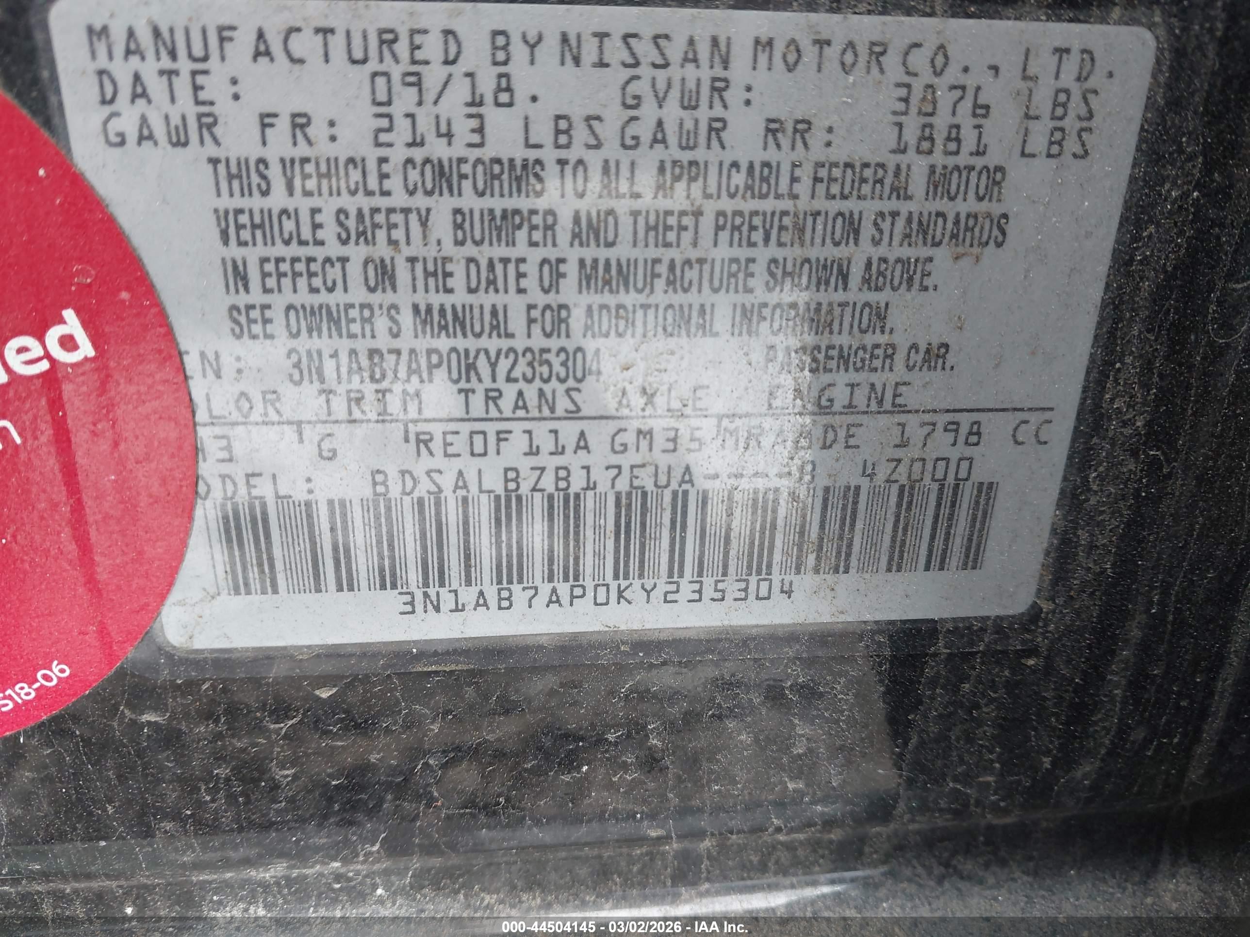 NISSAN SENTRA image 9