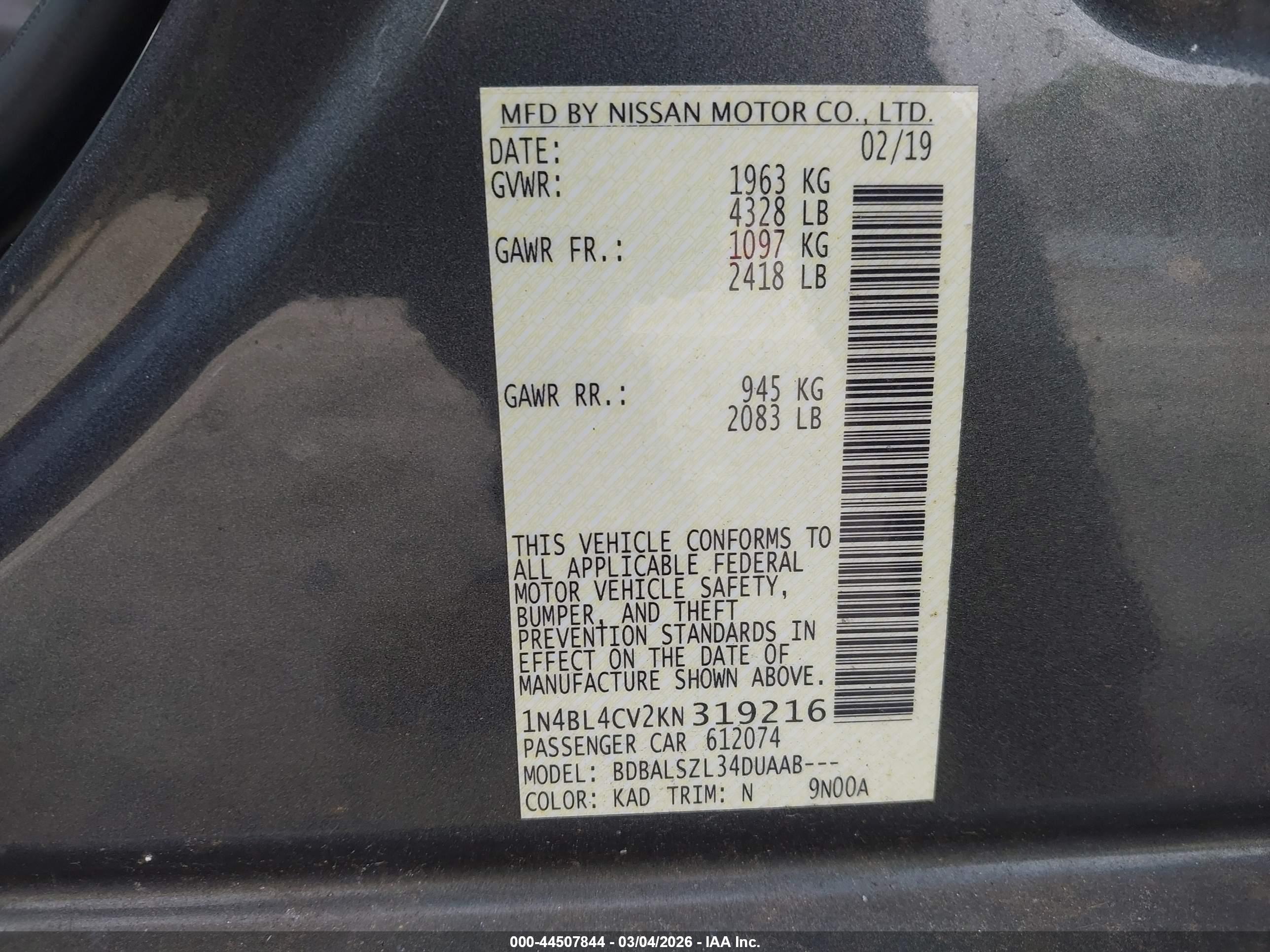 NISSAN ALTIMA image 9