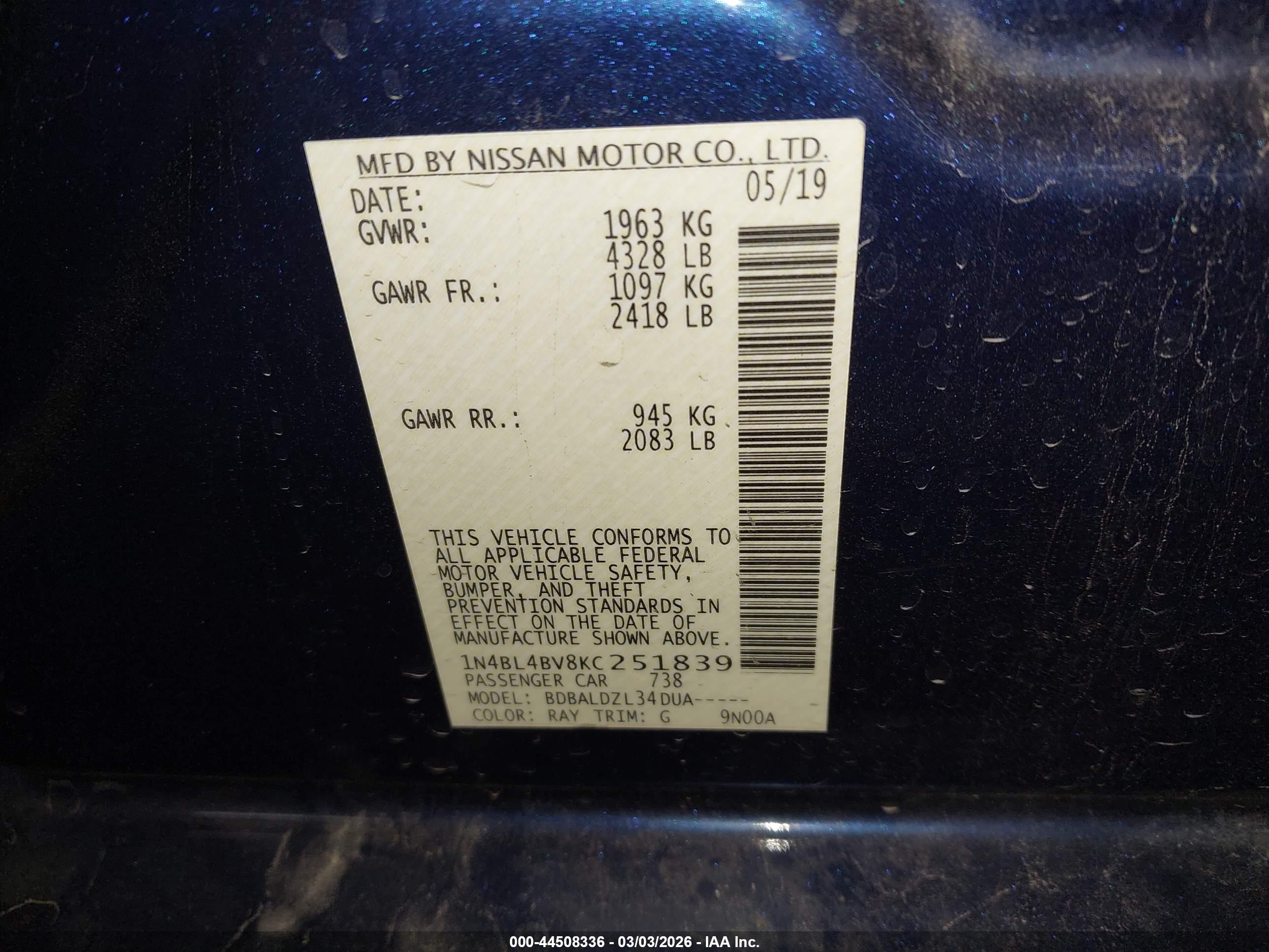 NISSAN ALTIMA image 9