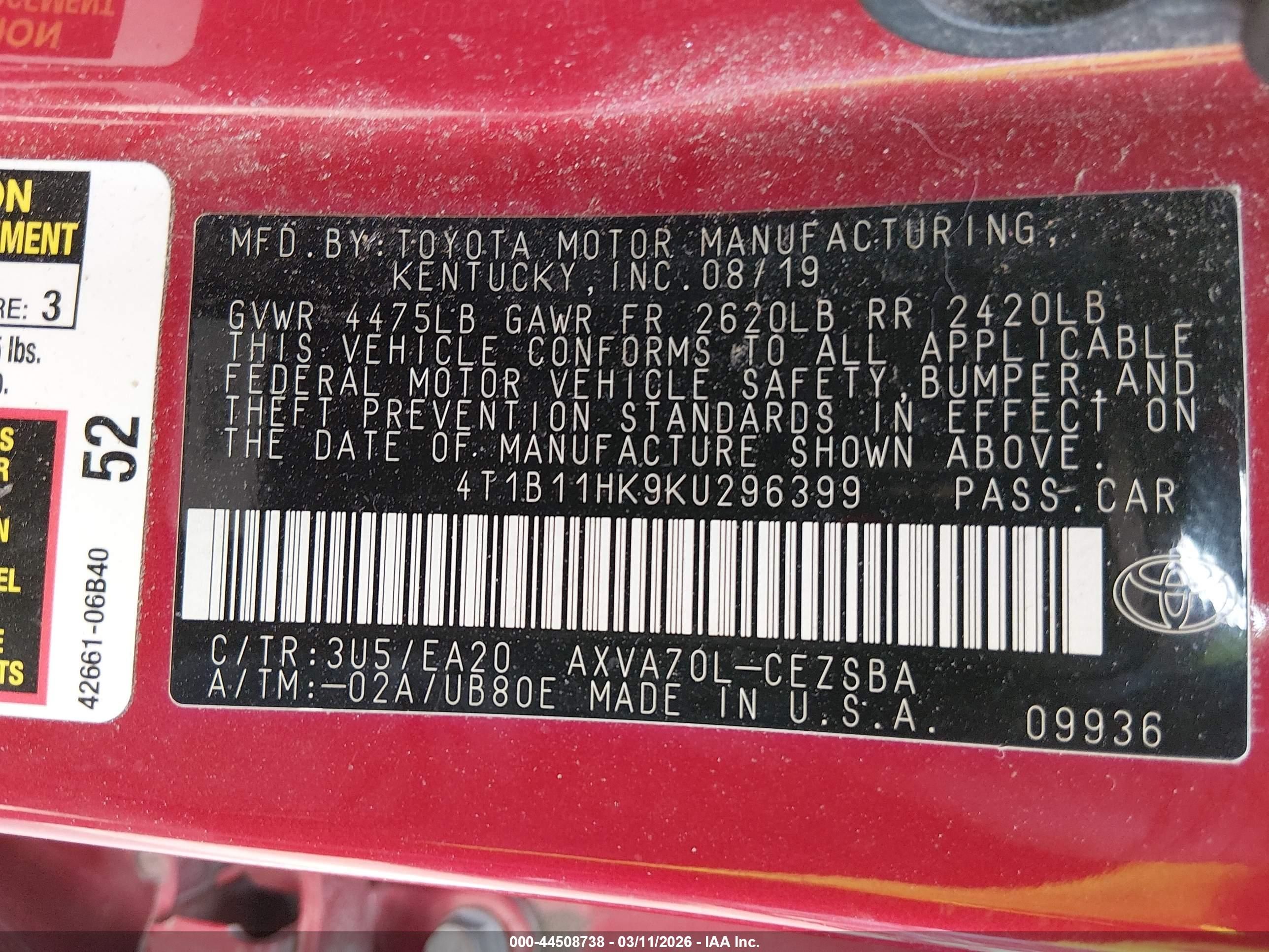TOYOTA CAMRY image 9