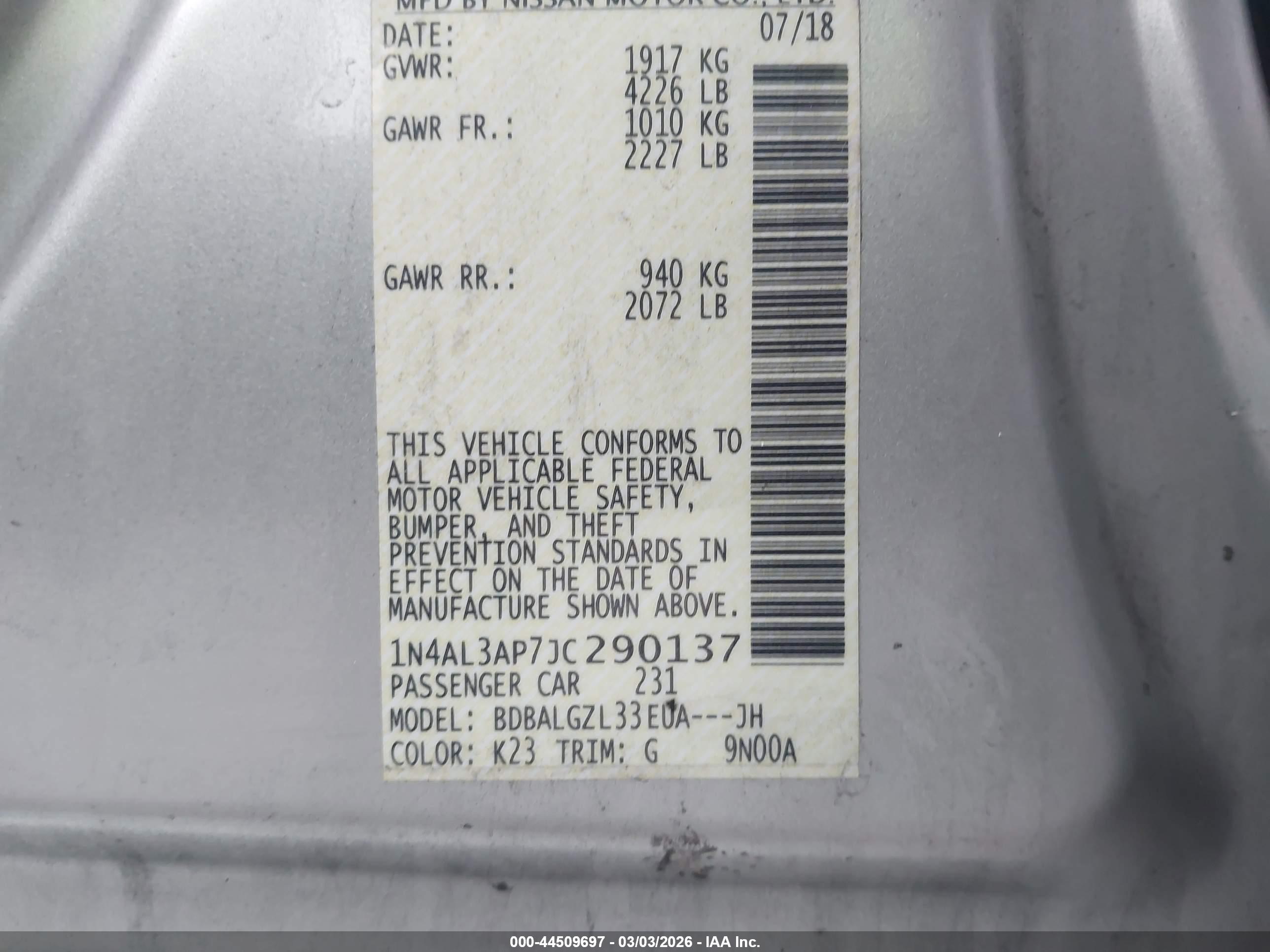 NISSAN ALTIMA image 9