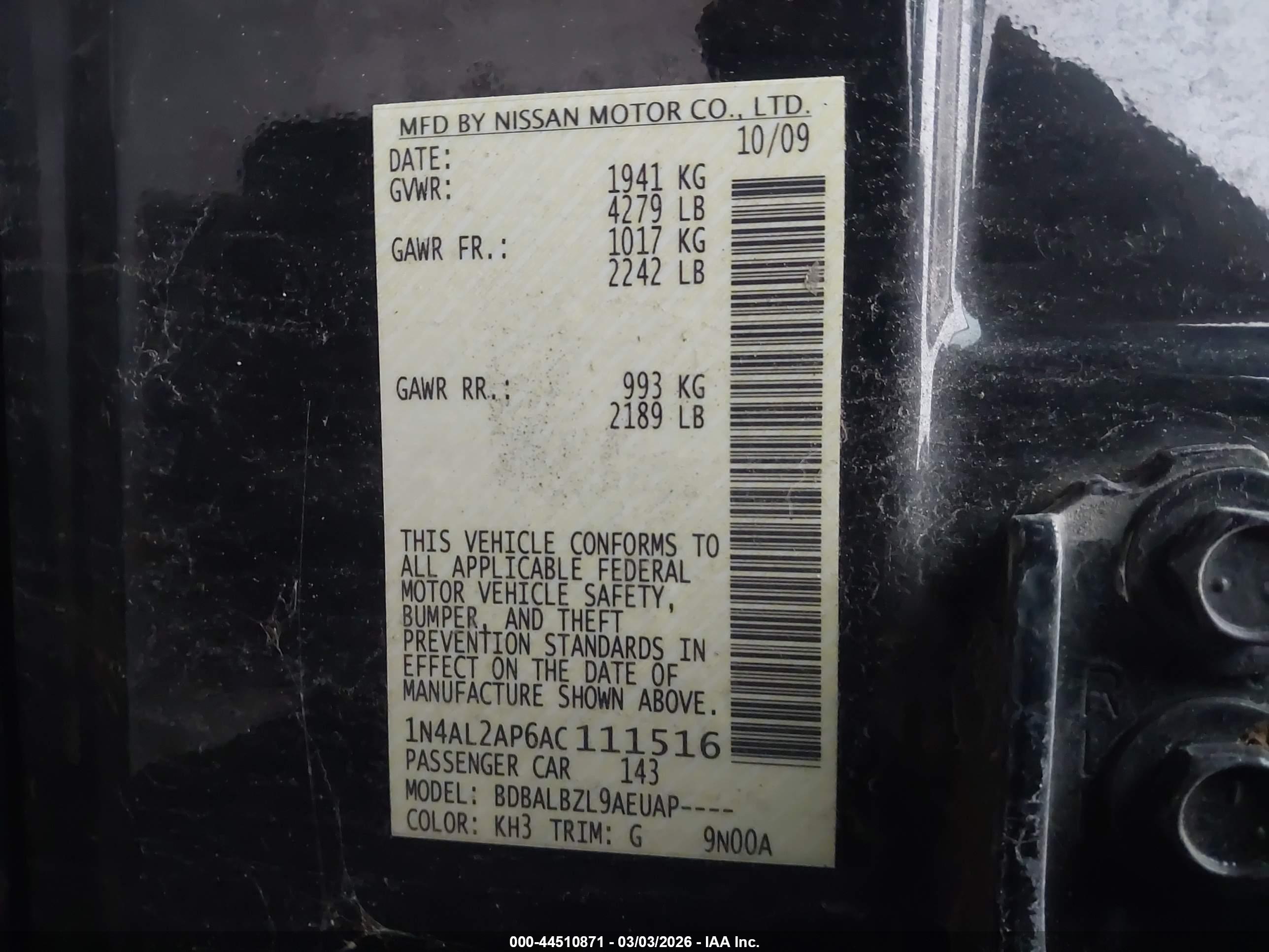 NISSAN ALTIMA image 9