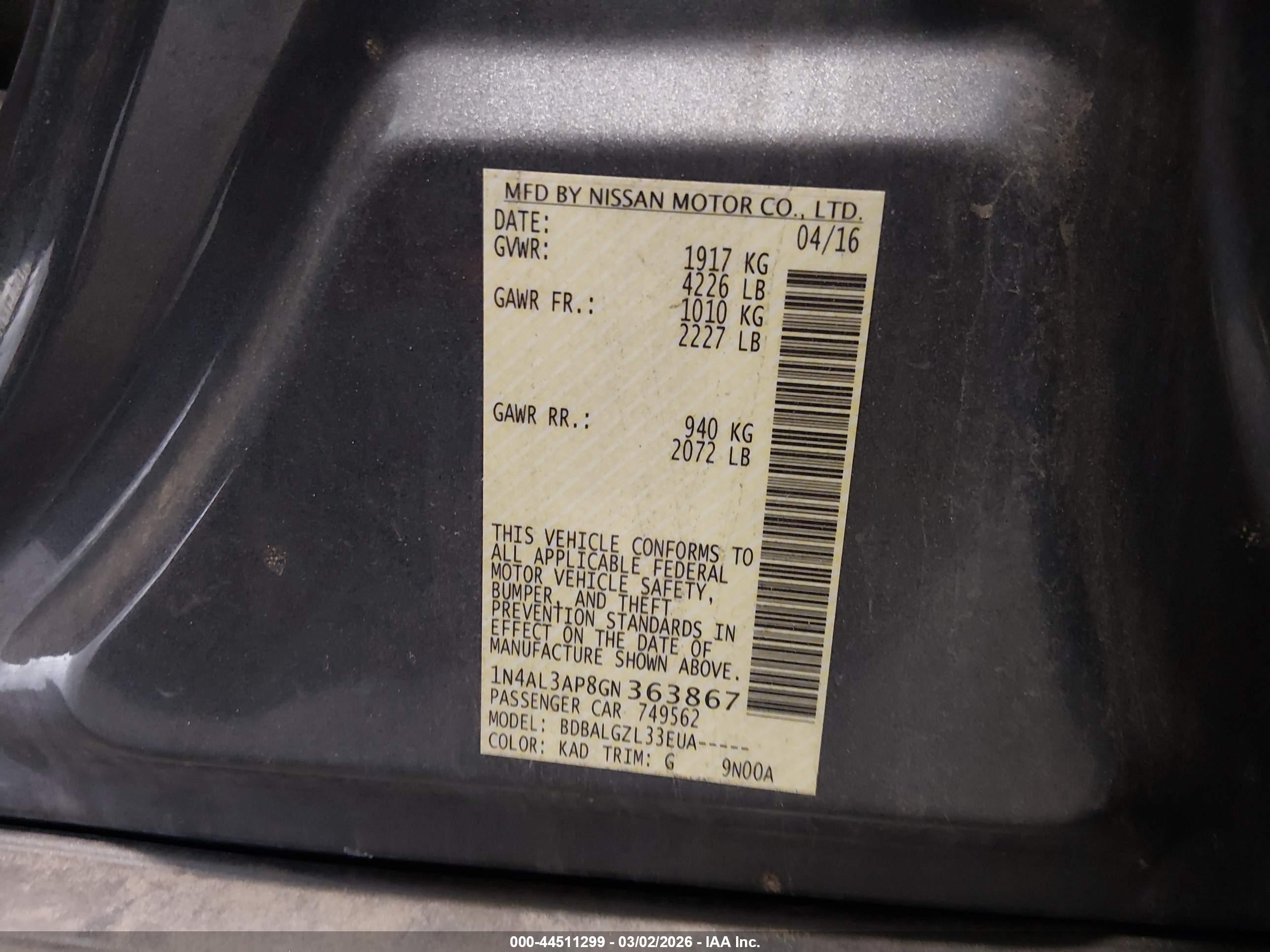 NISSAN ALTIMA image 9