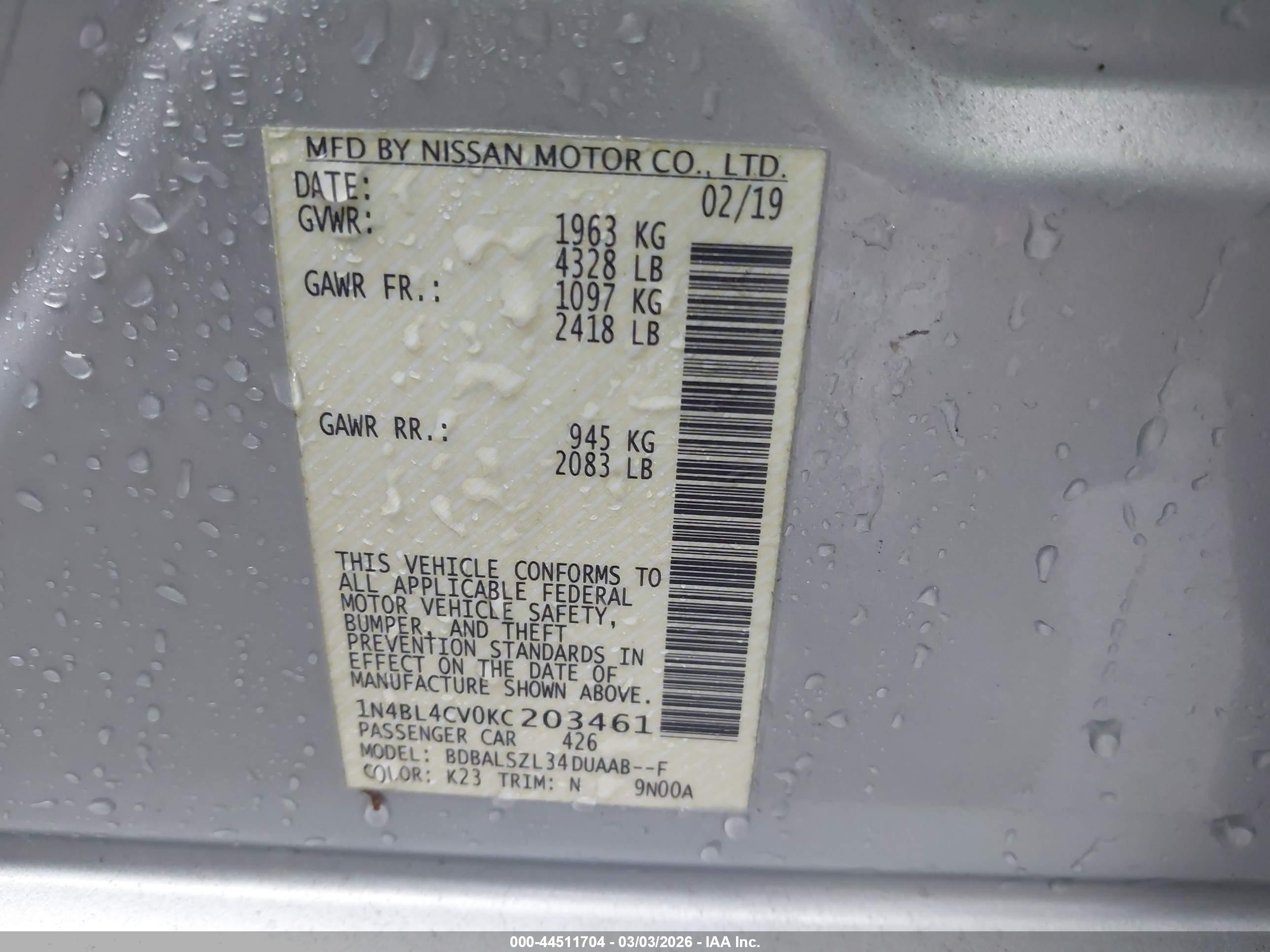 NISSAN ALTIMA image 9