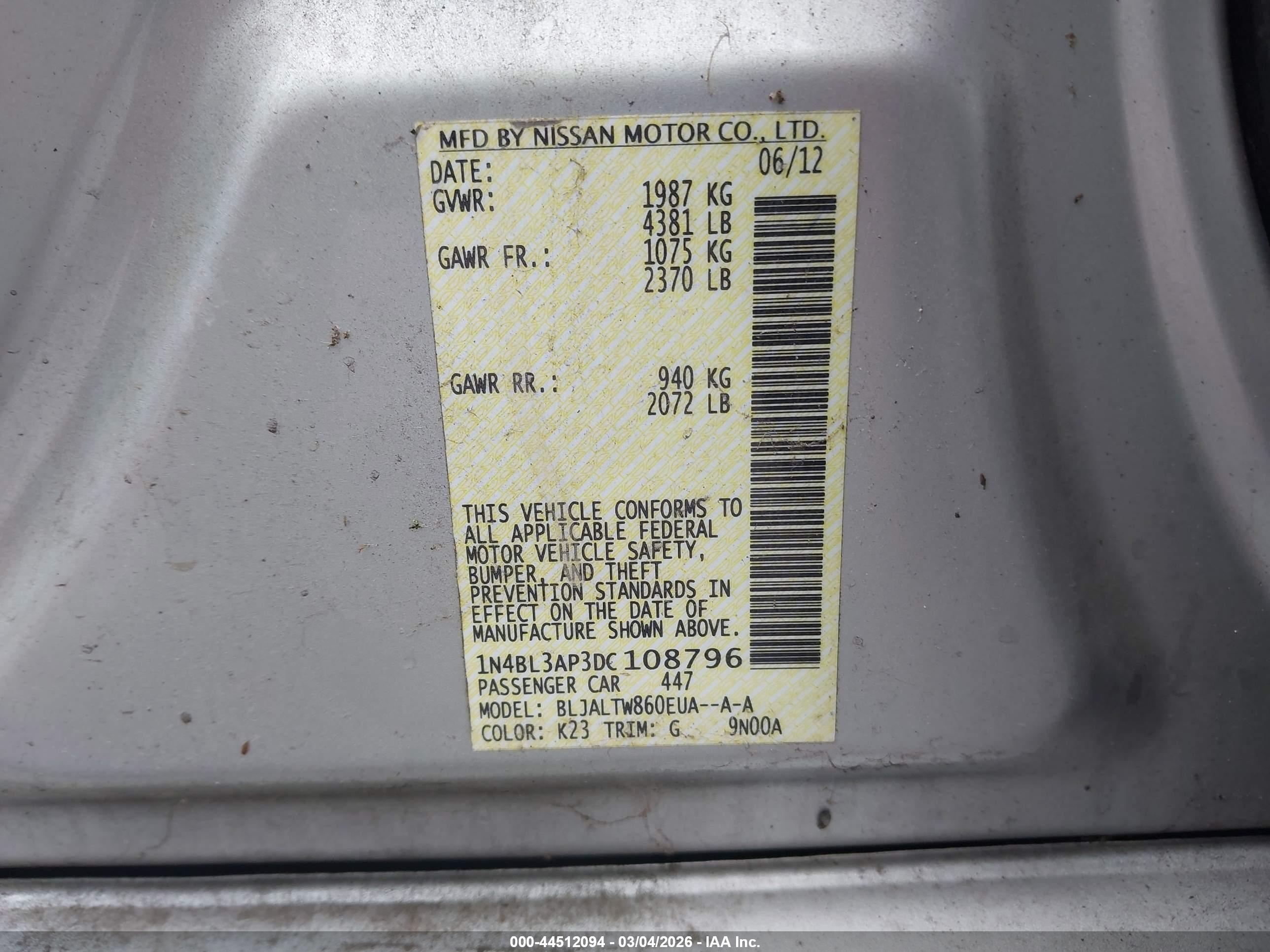 NISSAN ALTIMA image 9