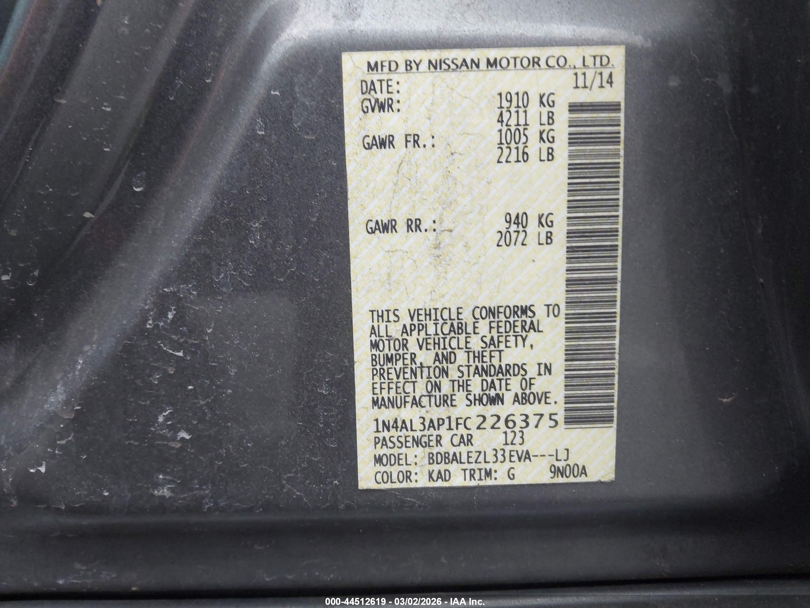 NISSAN ALTIMA image 9