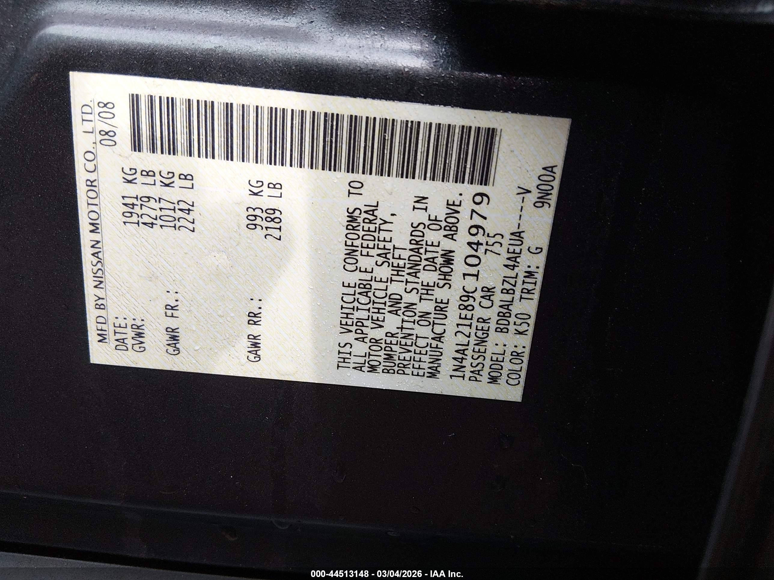 NISSAN ALTIMA image 9
