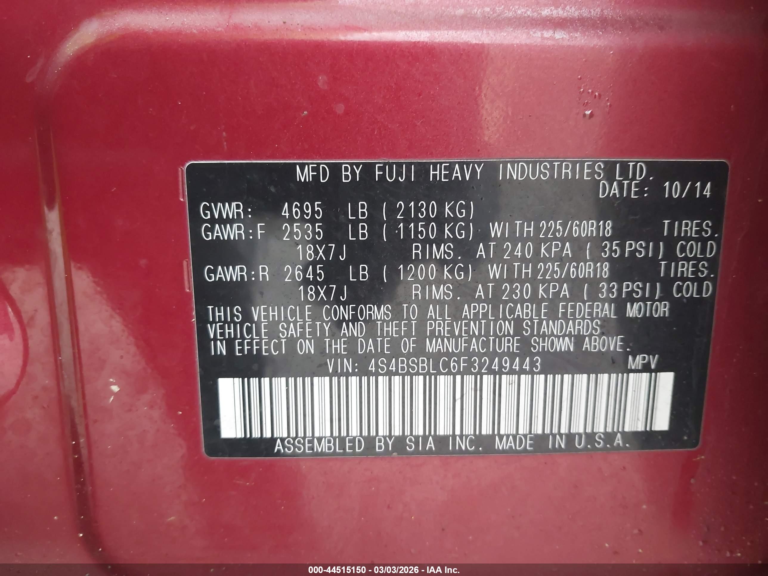 SUBARU OUTBACK image 9