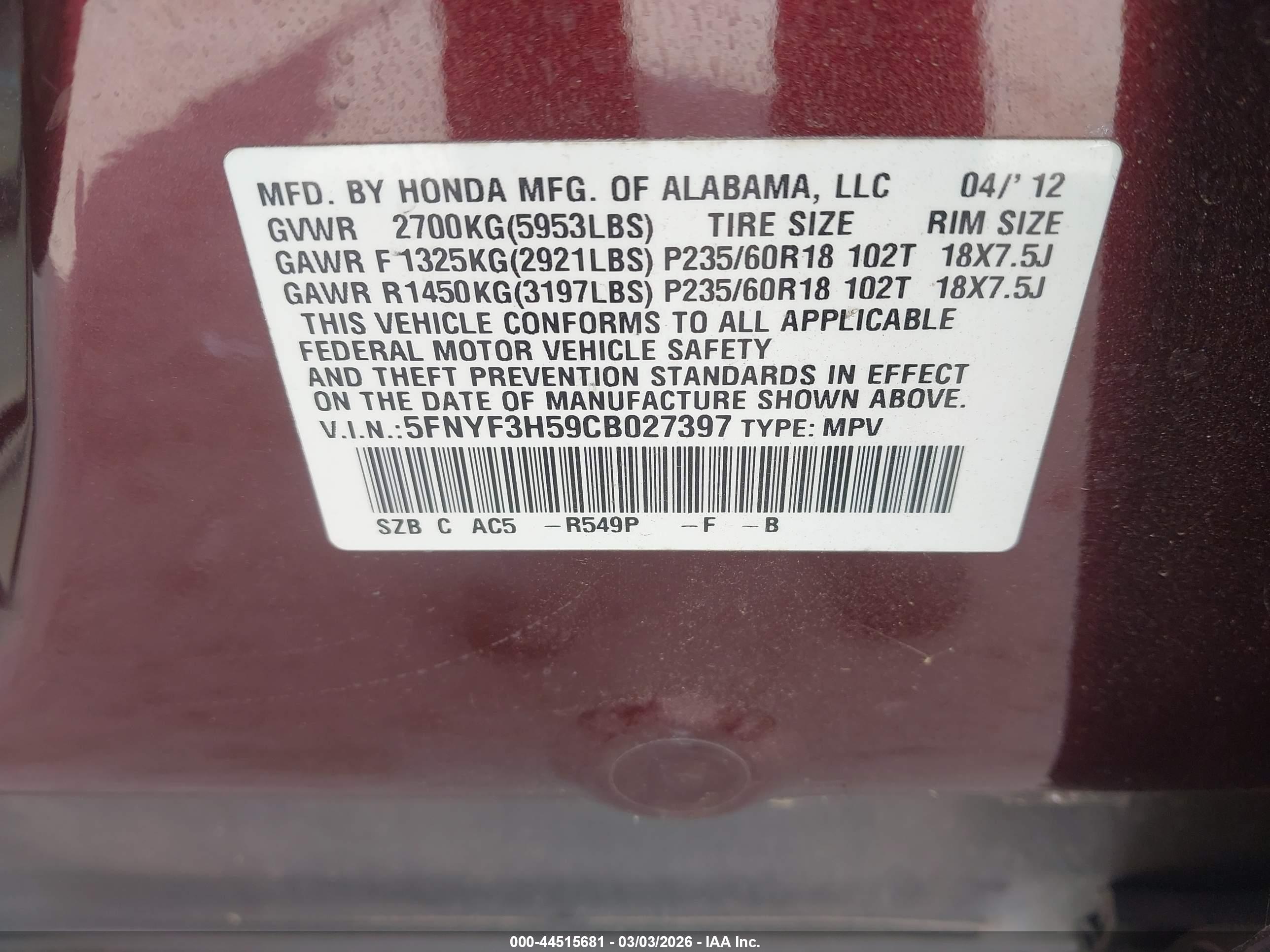 HONDA PILOT image 9