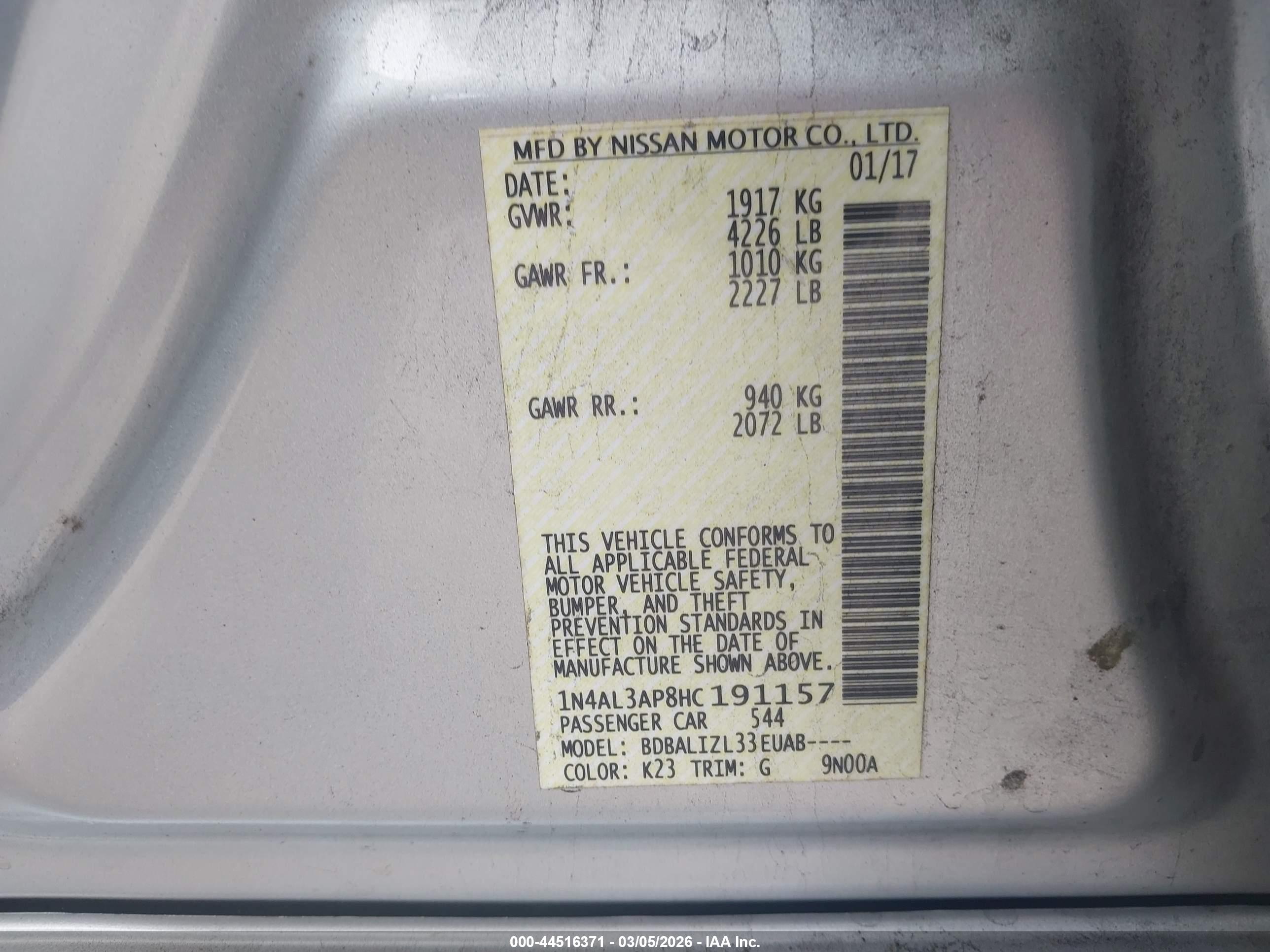 NISSAN ALTIMA image 9