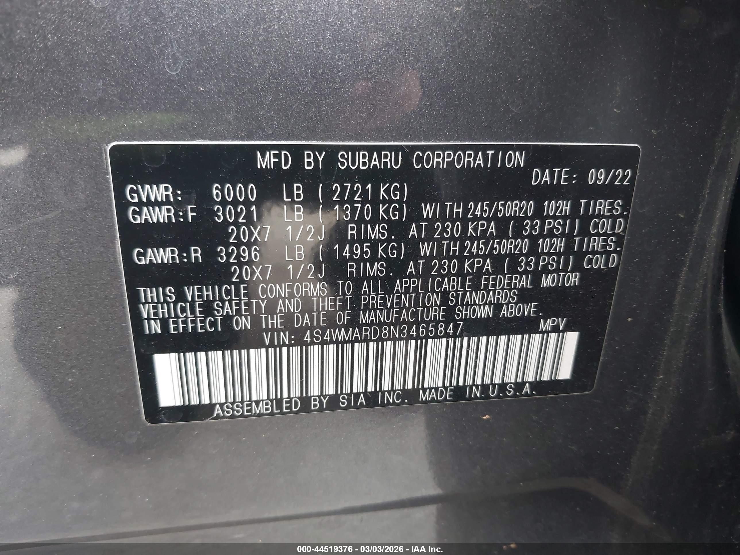SUBARU ASCENT image 9