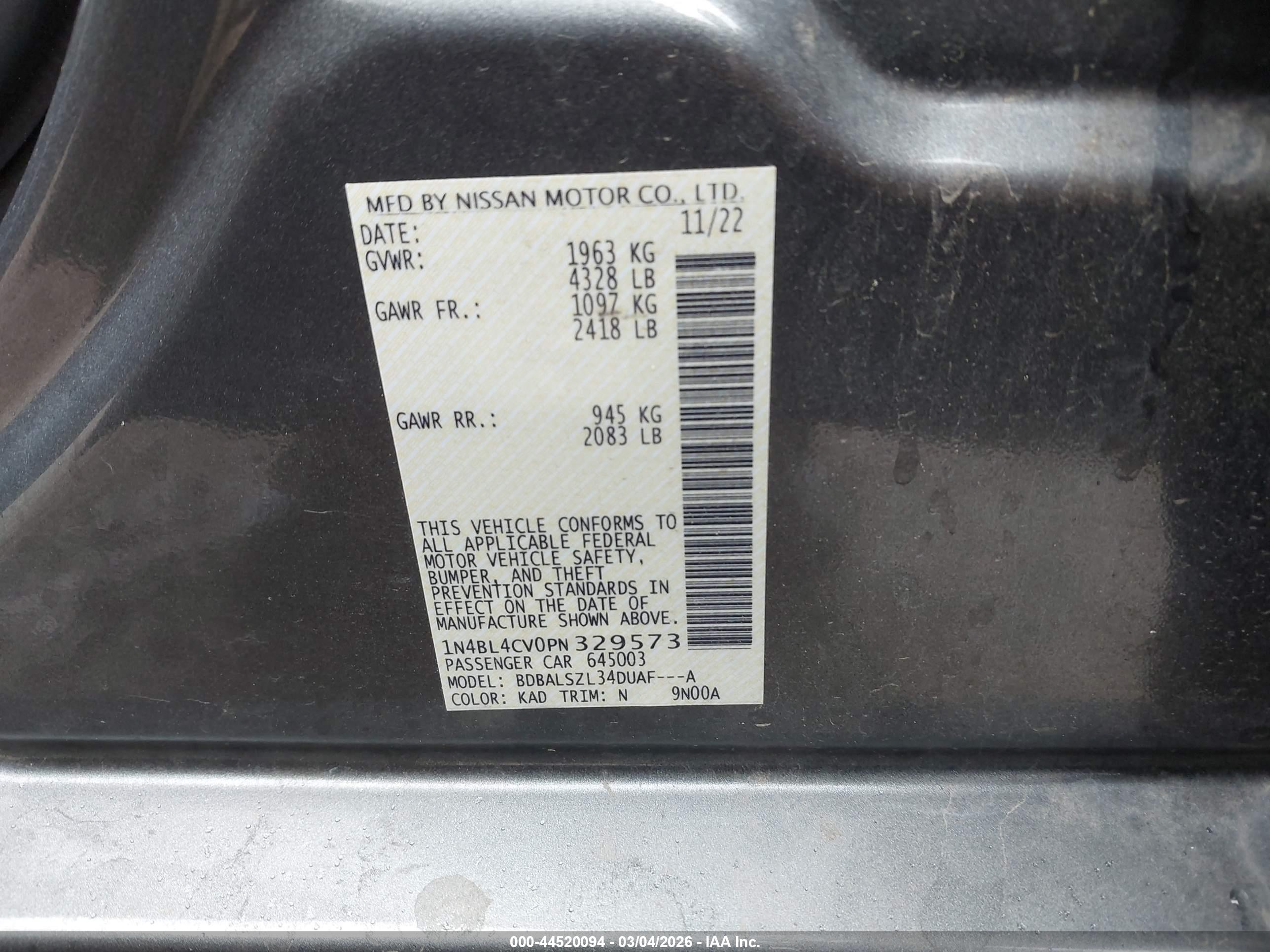 NISSAN ALTIMA image 9