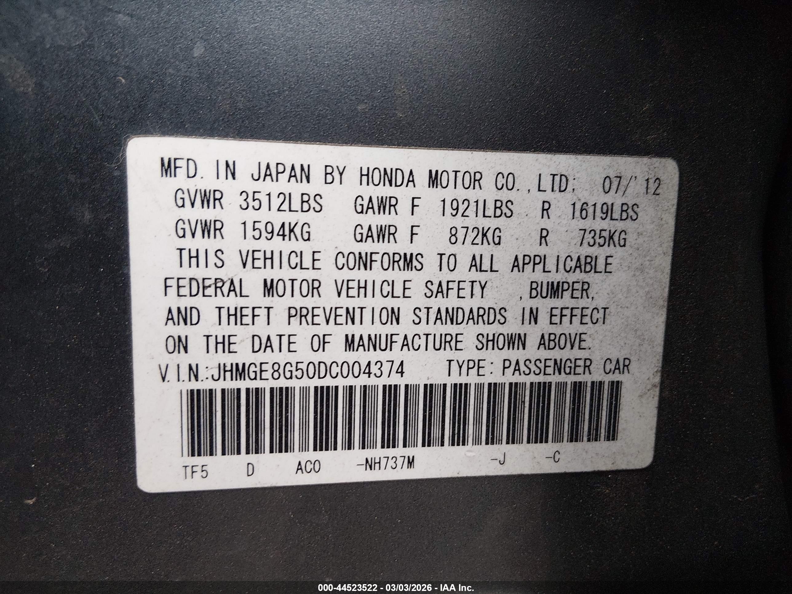 HONDA FIT image 9
