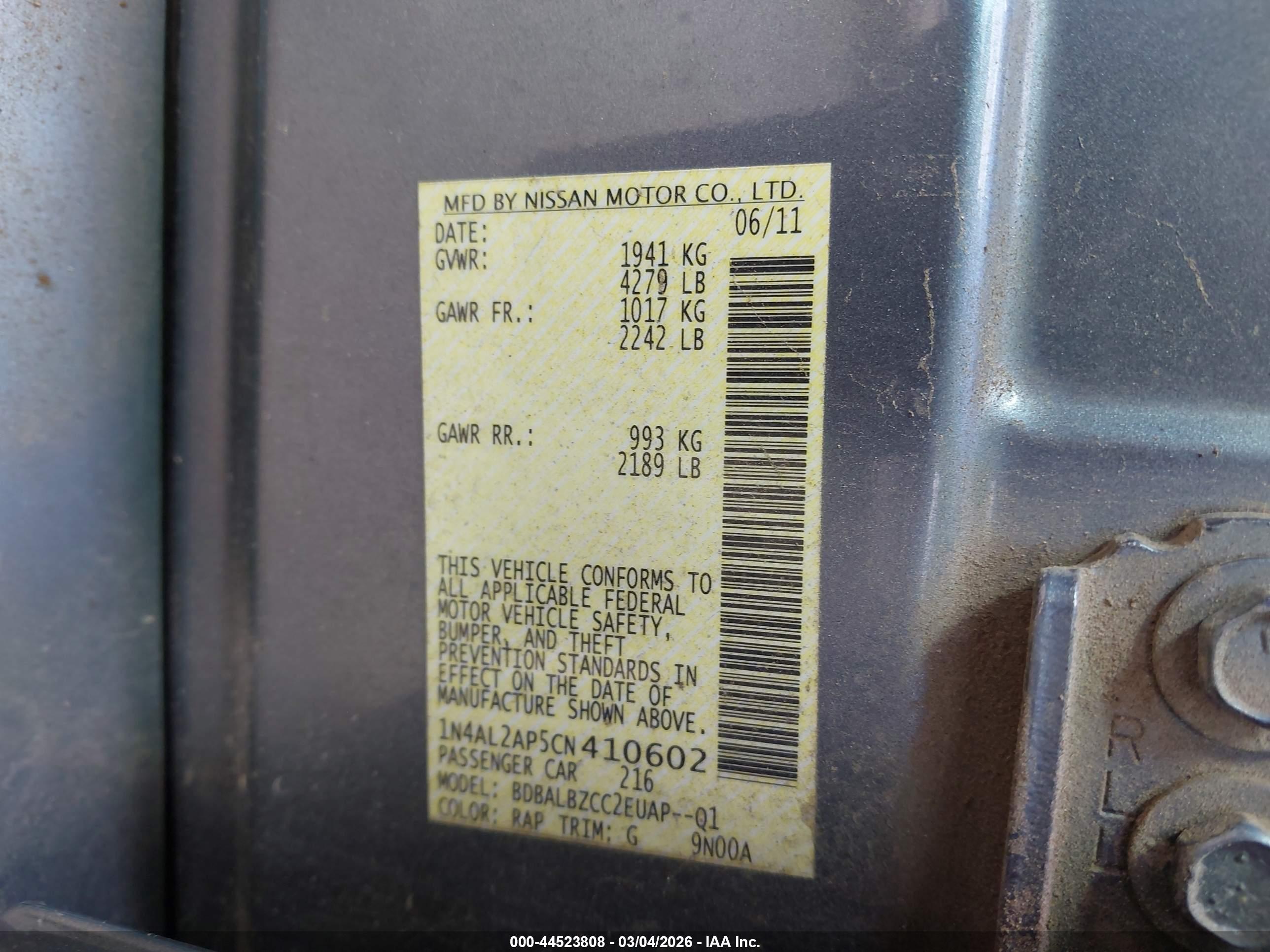 NISSAN ALTIMA image 9