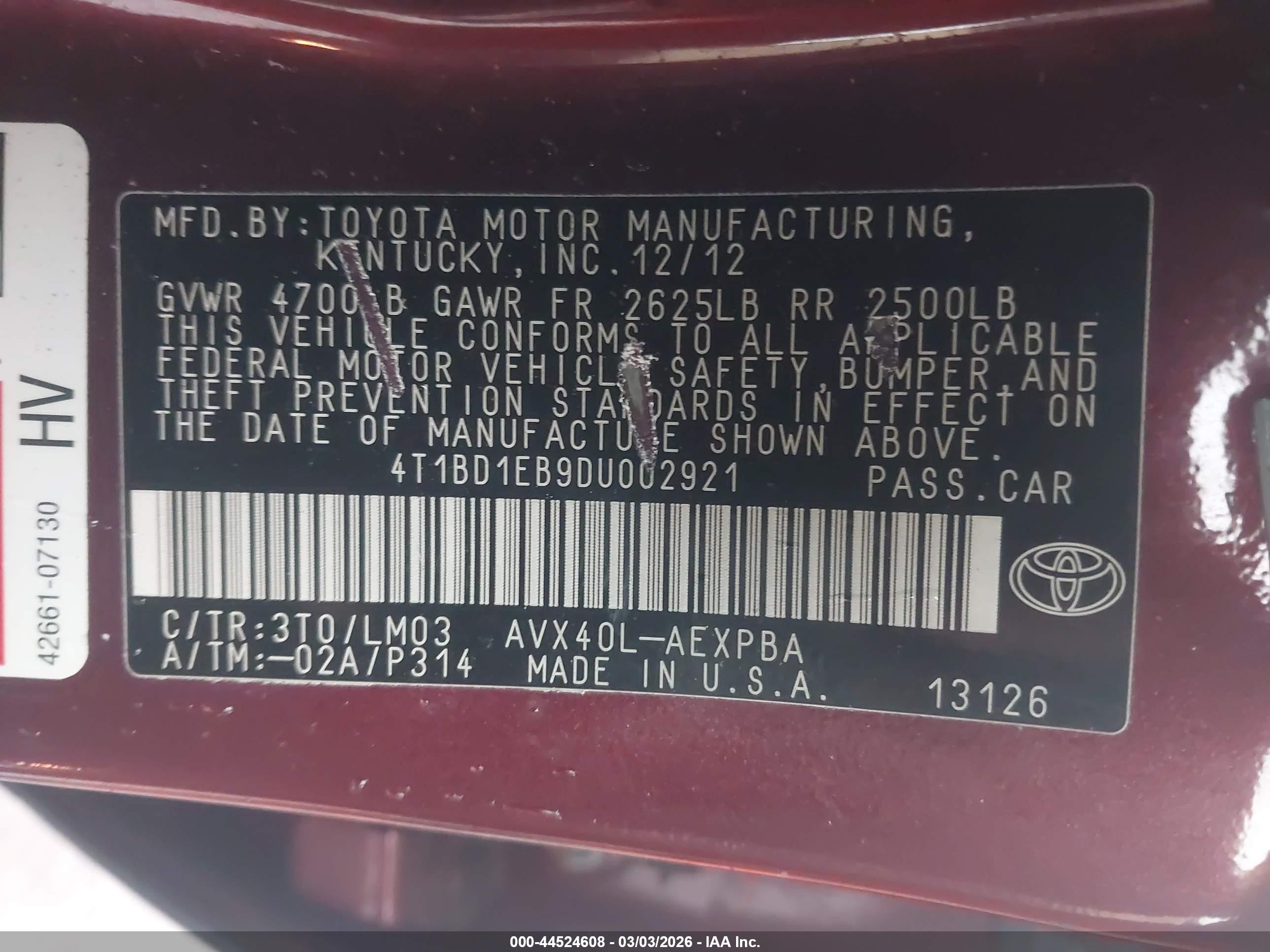 TOYOTA AVALON image 9