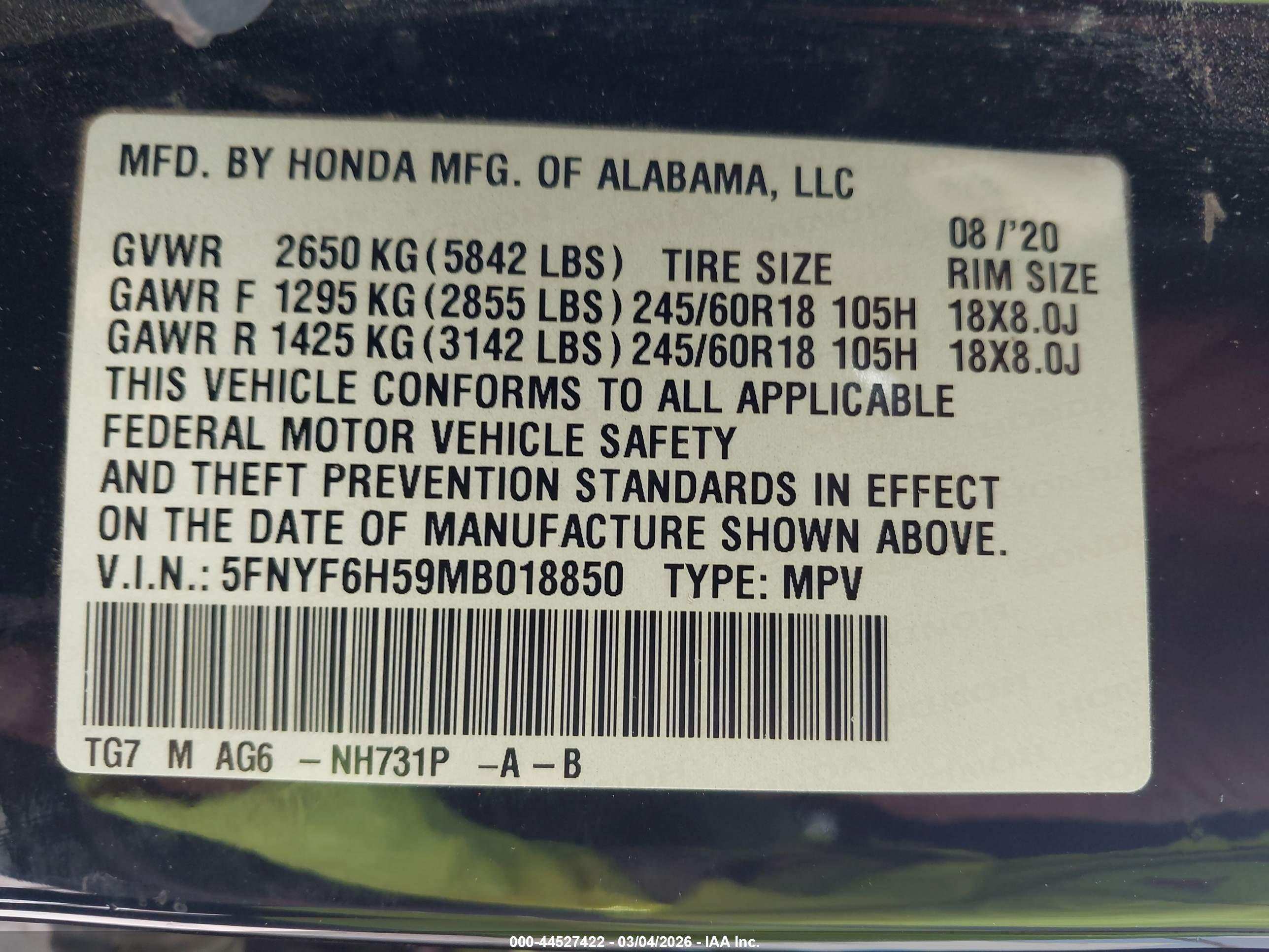 HONDA PILOT image 9